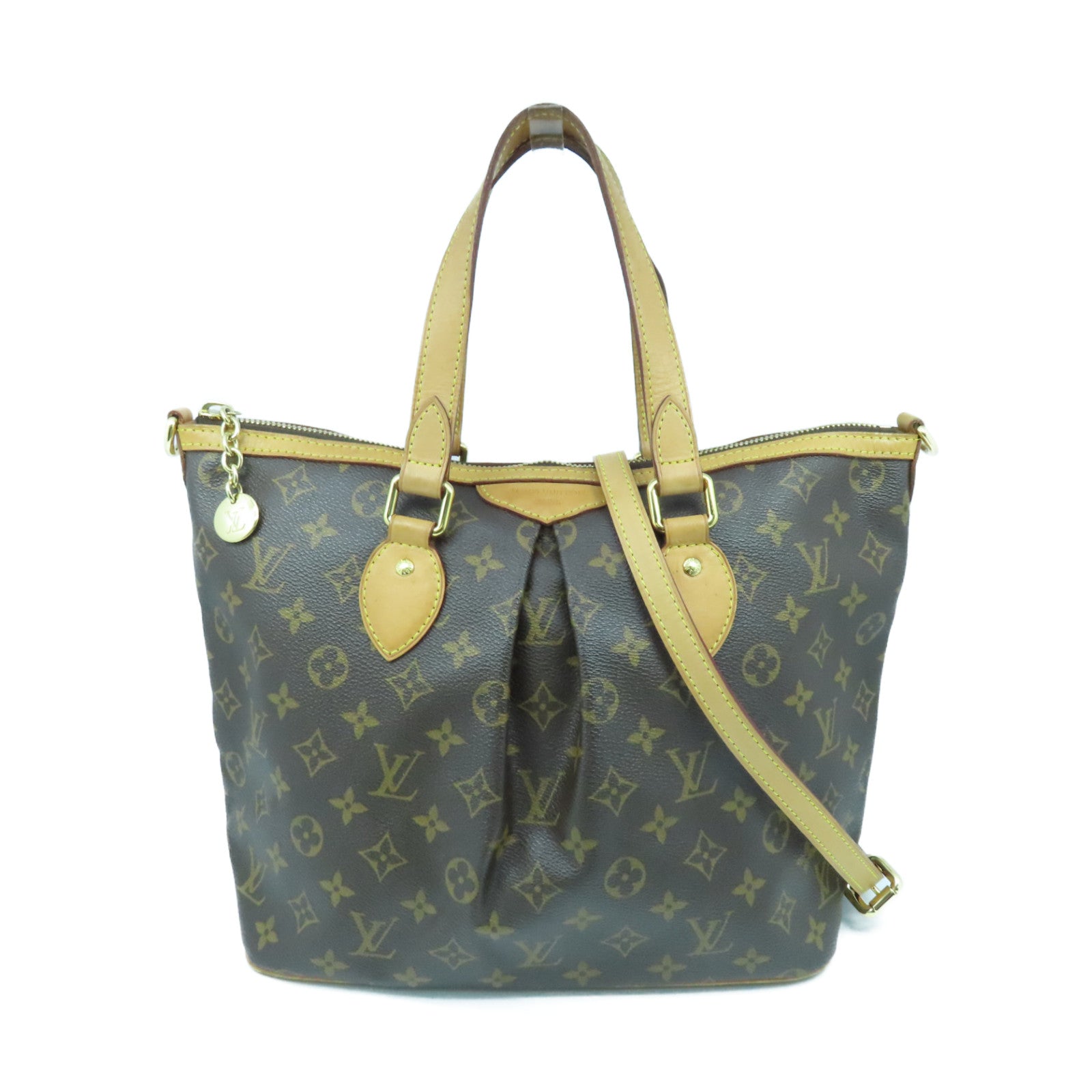 LOUIS VUITTON Monogram Papillon PM gold buckle handle shoulder bag brown