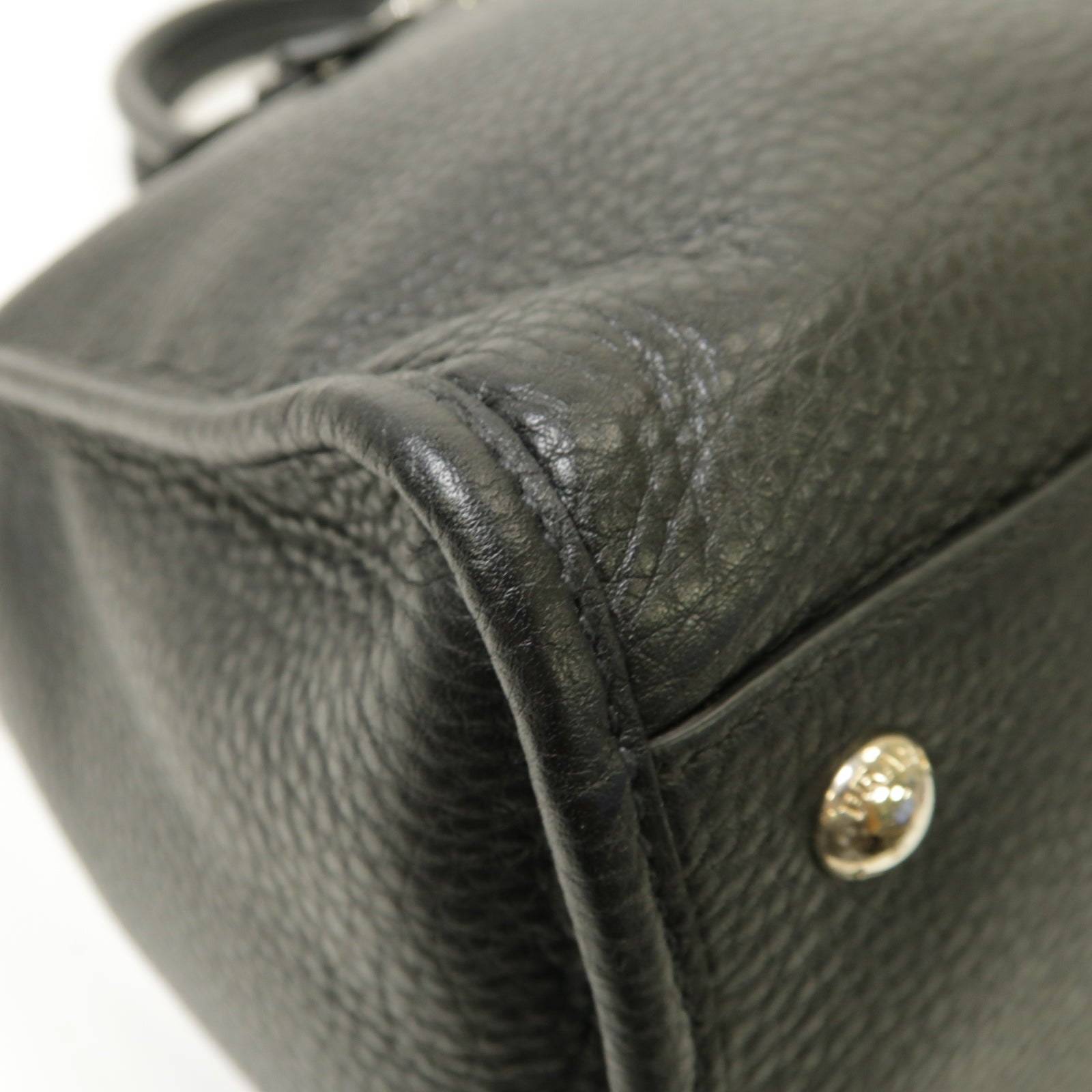 PRADA 牛皮皮革Vitello Daino Zip銀扣手挽肩背兩用袋黑色