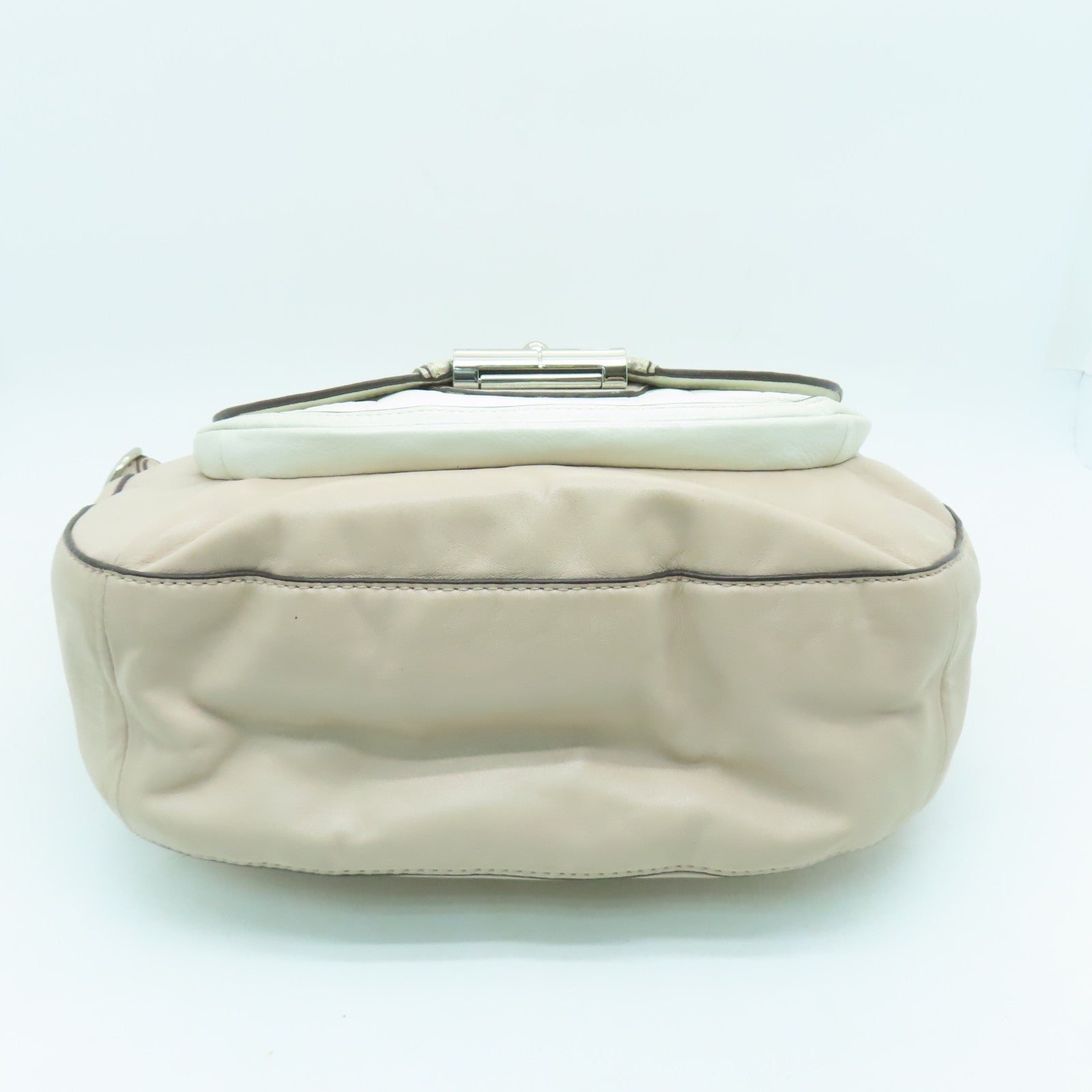 COACH 【激減優惠】牛皮皮革2 Way Shoulder銀扣手挽肩背兩用袋米色
