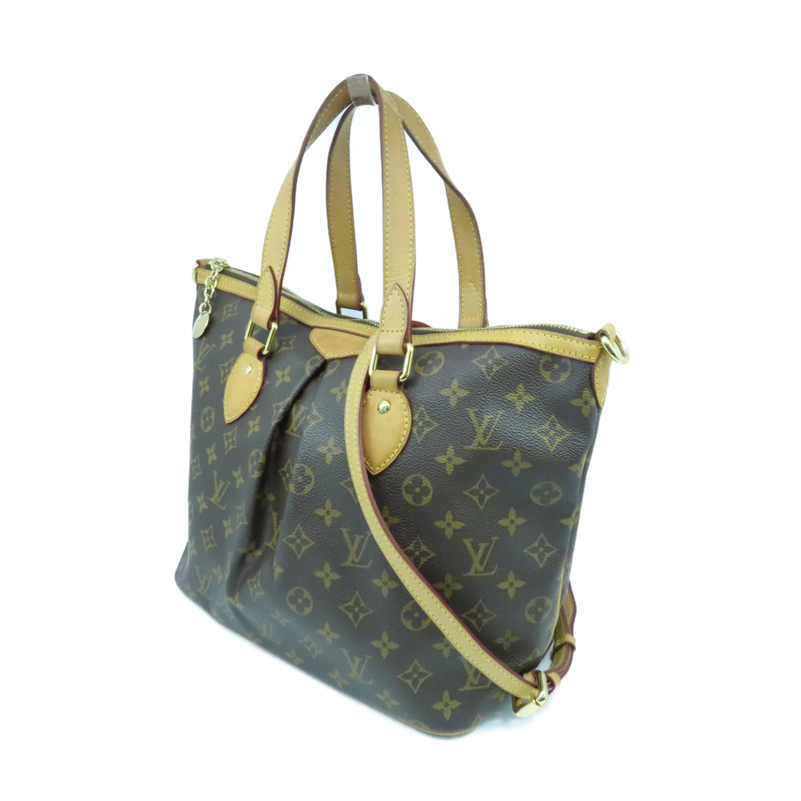 LOUIS VUITTON Monogram Papillon PM gold buckle handle shoulder bag brown