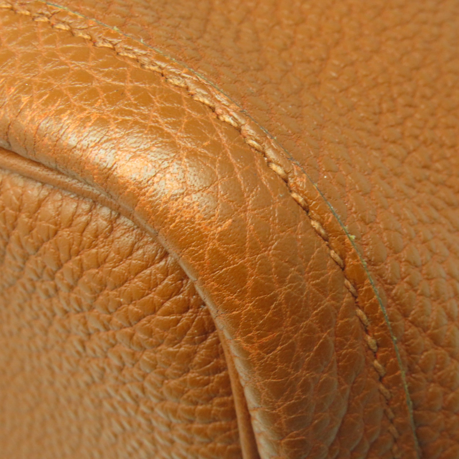 HERMES Negonda Leather GardenParty PM Silver Button Handle Bag Cuivre Brown