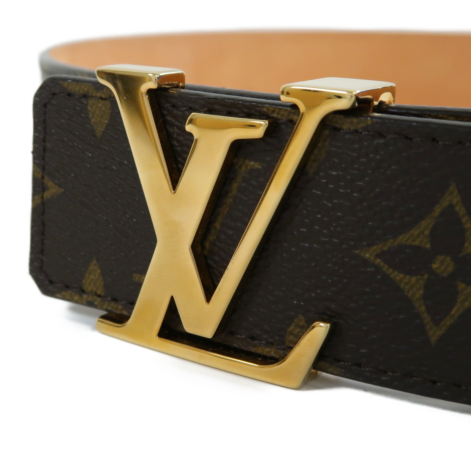 LOUIS VUITTON Monogram Initiales 40mm金扣皮帶啡色