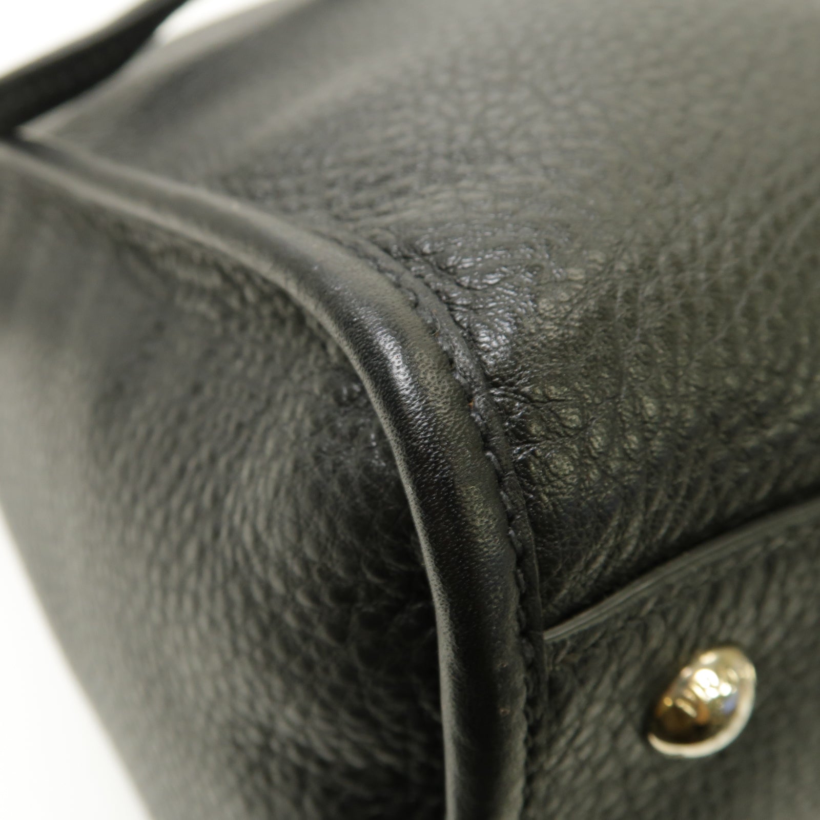 PRADA 牛皮皮革Vitello Daino Zip銀扣手挽肩背兩用袋黑色