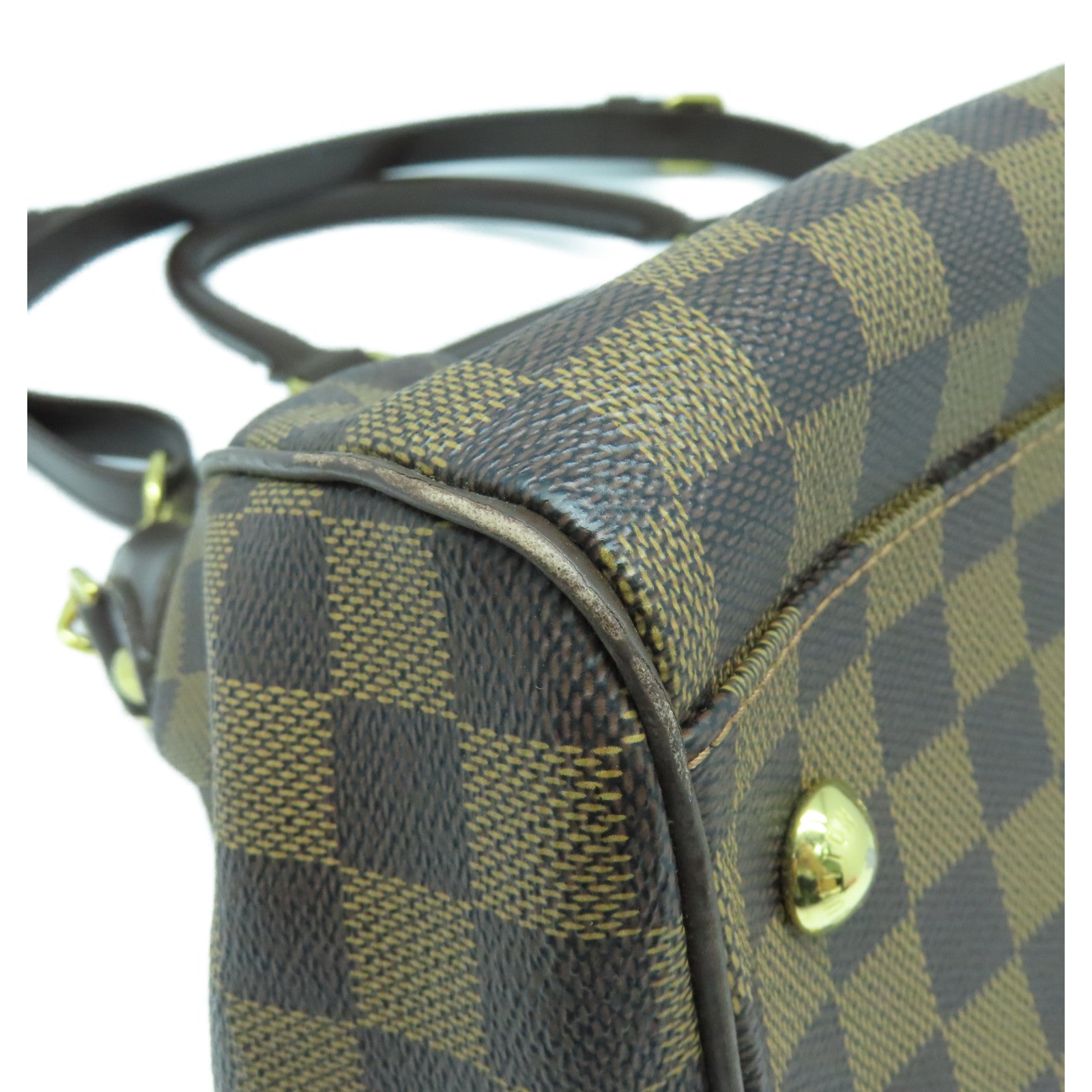 LOUIS VUITTON Damier Trevi PM gold buckle handle shoulder bag brown