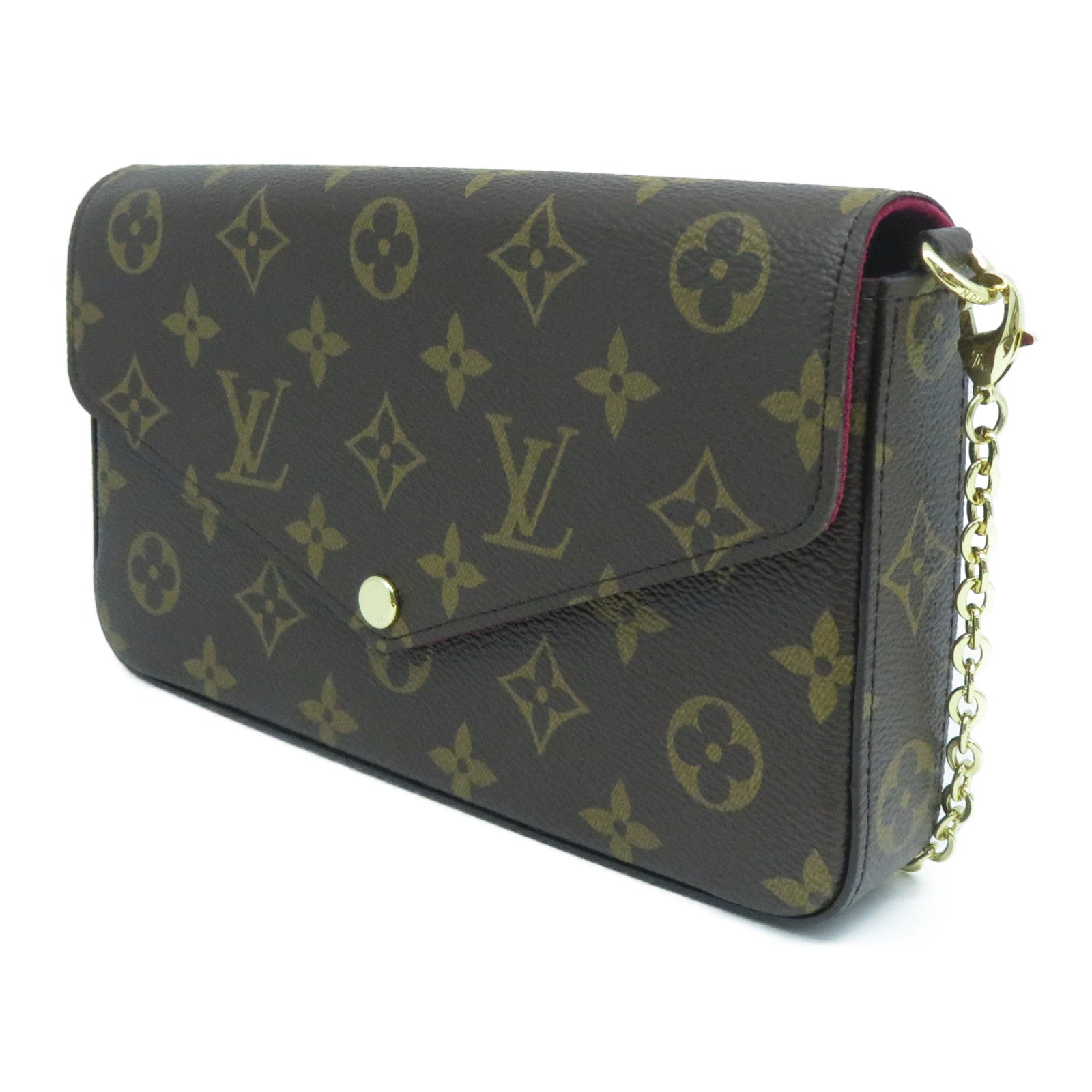 LOUIS VUITTON Monogram Felicie Pochette金扣鏈帶肩背袋啡色