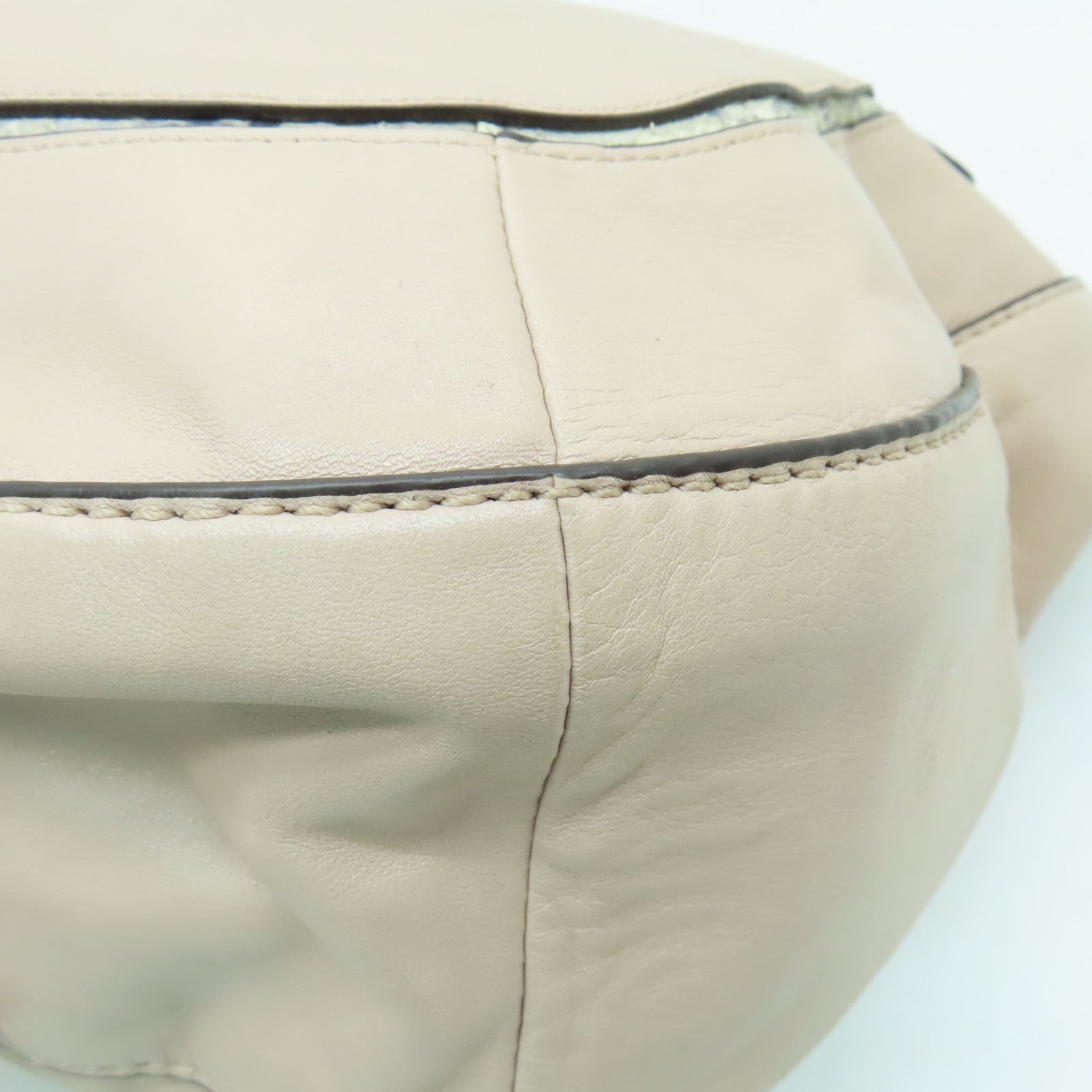 COACH 【激減優惠】牛皮皮革2 Way Shoulder銀扣手挽肩背兩用袋米色