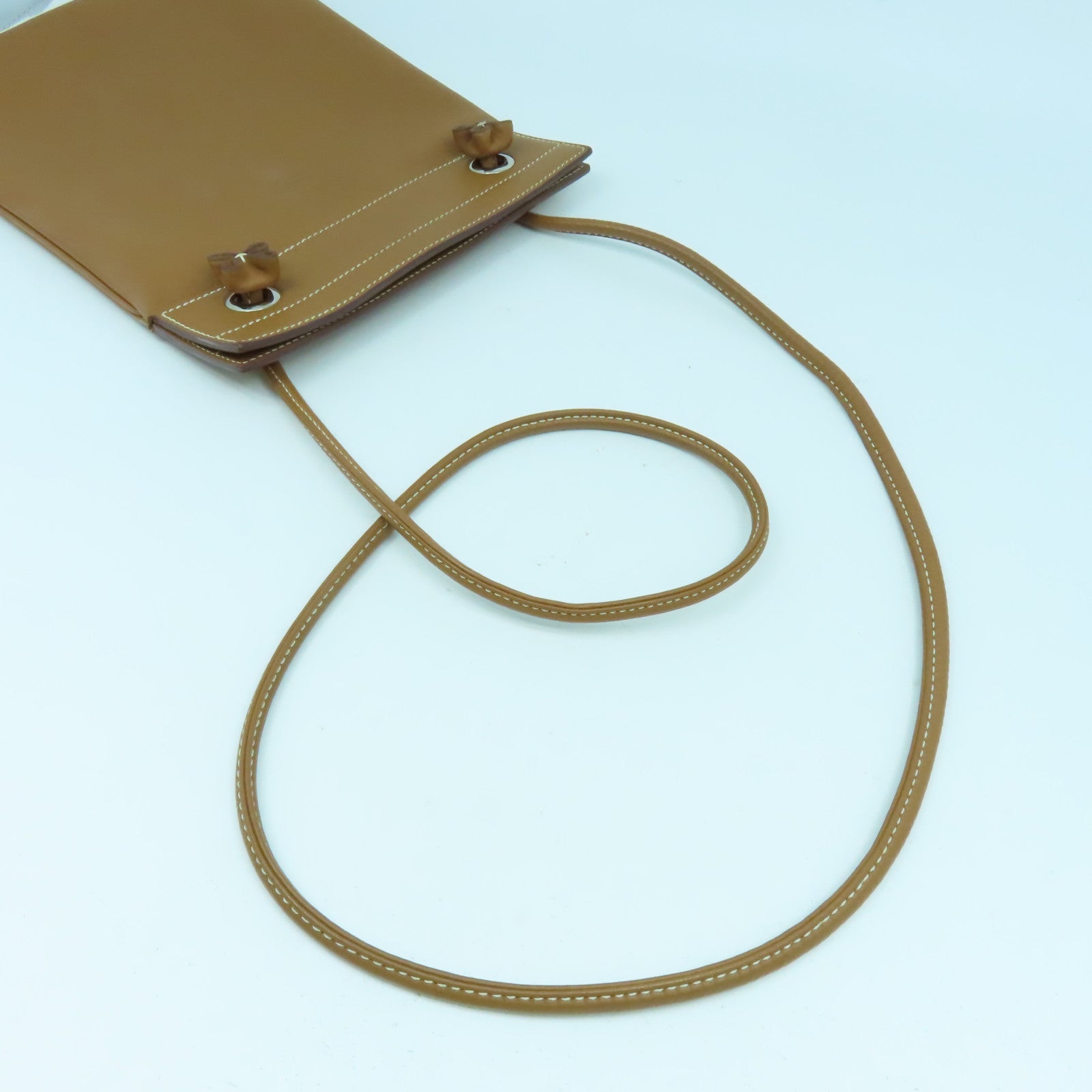 HERMES Swift皮革Mini Aline銀扣肩背袋Gold經典駝色
