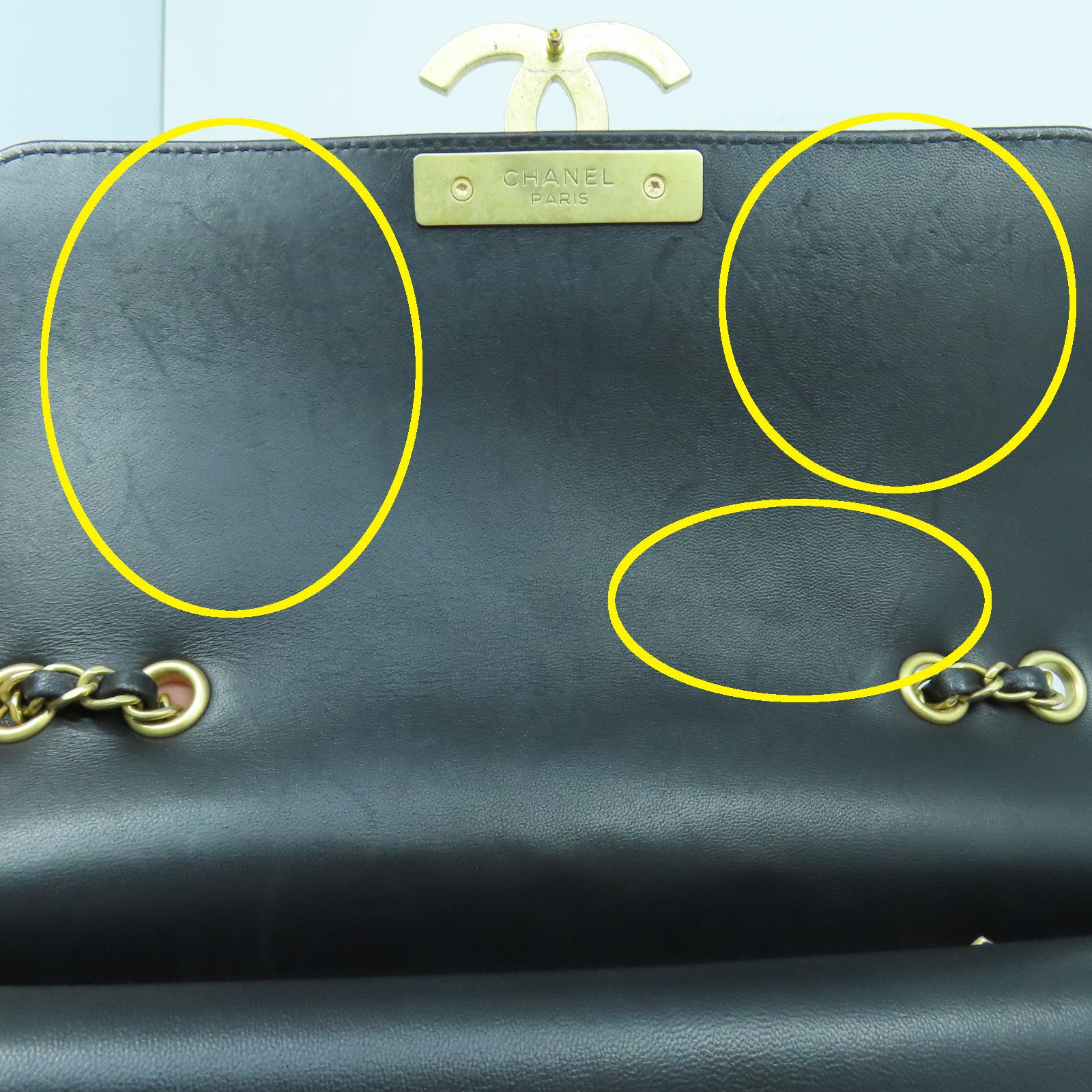 CHANEL 菱格羊皮皮革Shoulder Bag金扣鏈帶肩背袋黑色