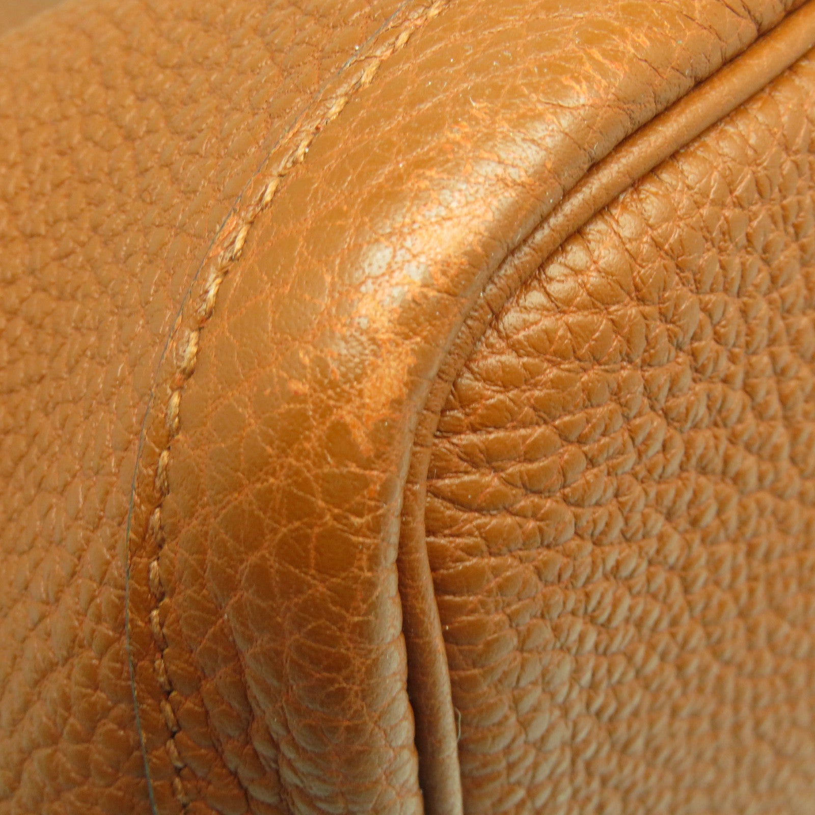 HERMES Negonda Leather GardenParty PM Silver Button Handle Bag Cuivre Brown