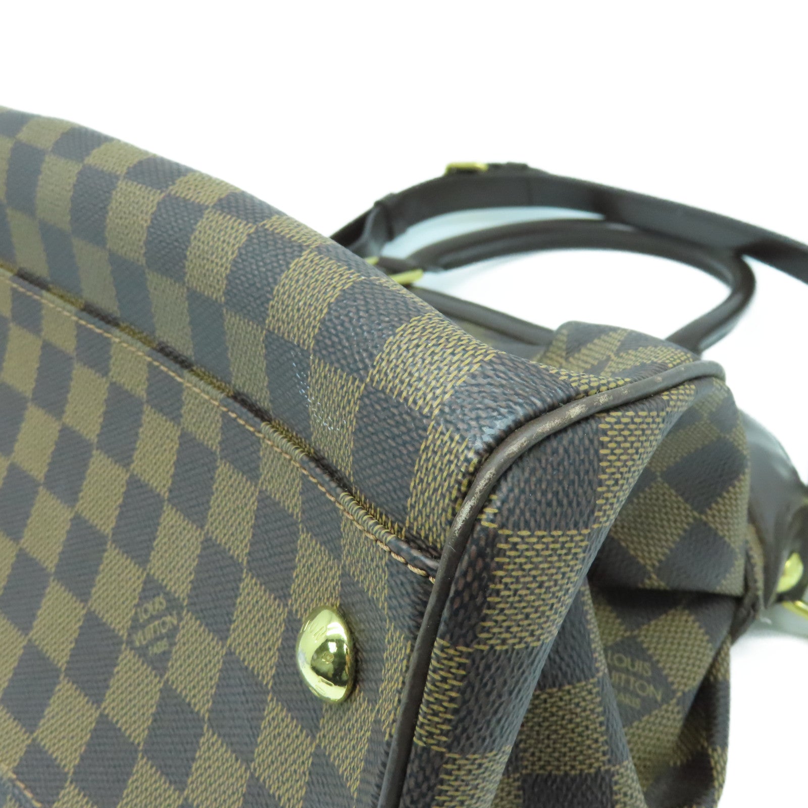 LOUIS VUITTON Damier Trevi PM gold buckle handle shoulder bag brown