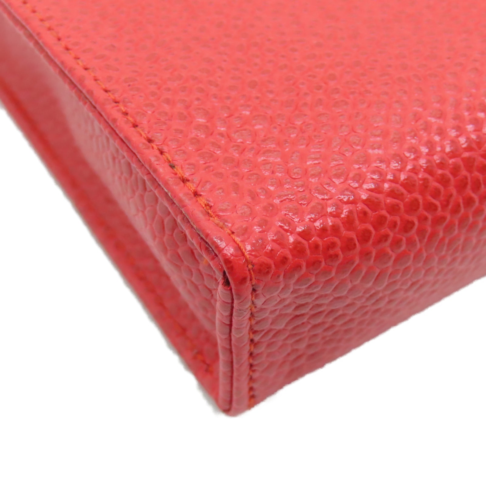CHANEL 牛皮皮革Phone Case金扣链带电话套红色