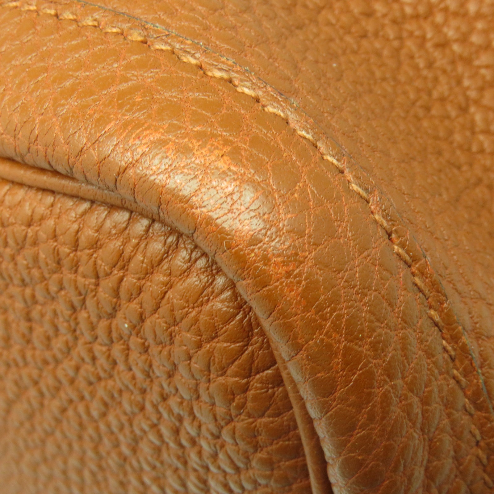 HERMES Negonda Leather GardenParty PM Silver Button Handle Bag Cuivre Brown