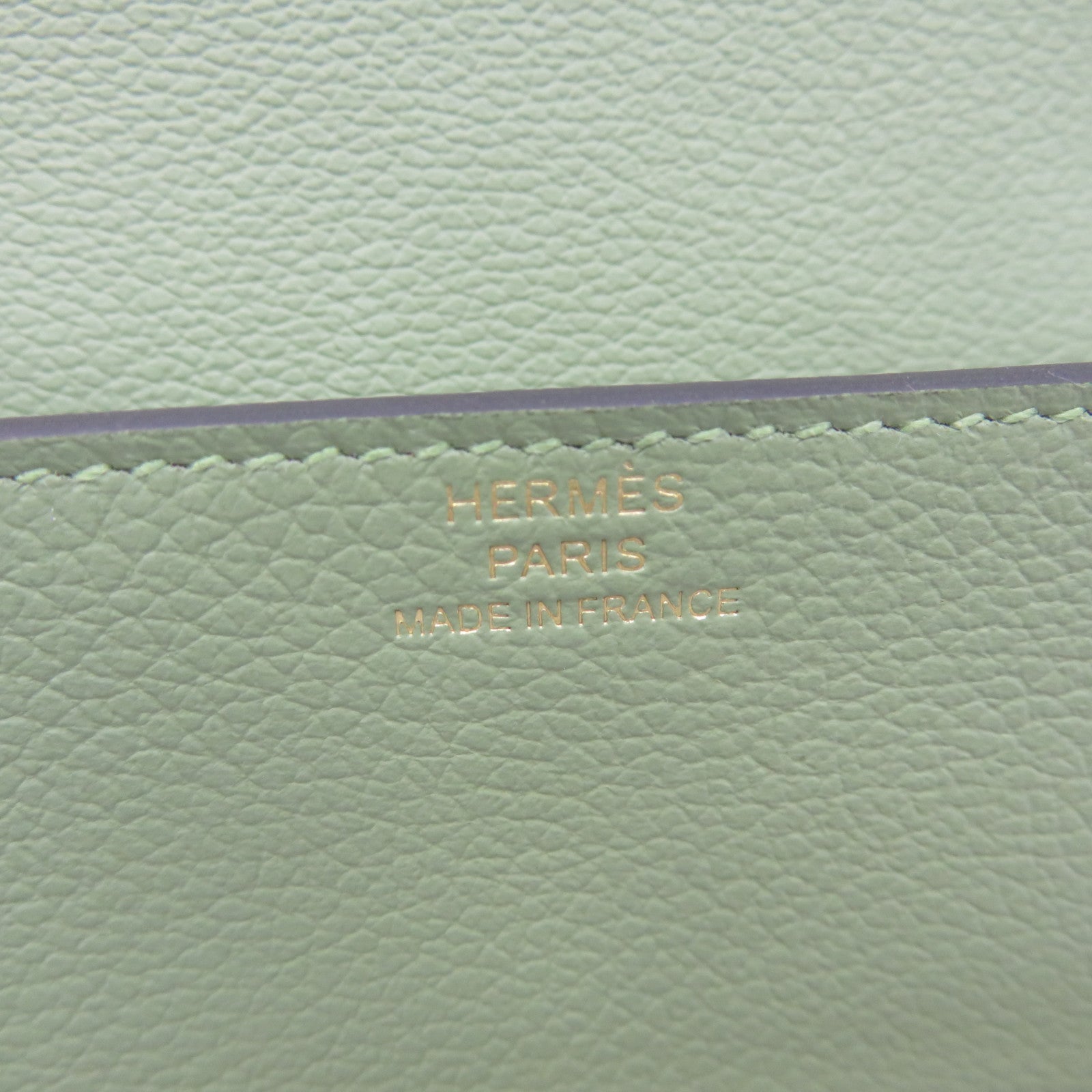 HERMES 【激減優惠】Evercolour皮革Roulis Slim Wallet金扣短錢包Vert Criquet淺綠色