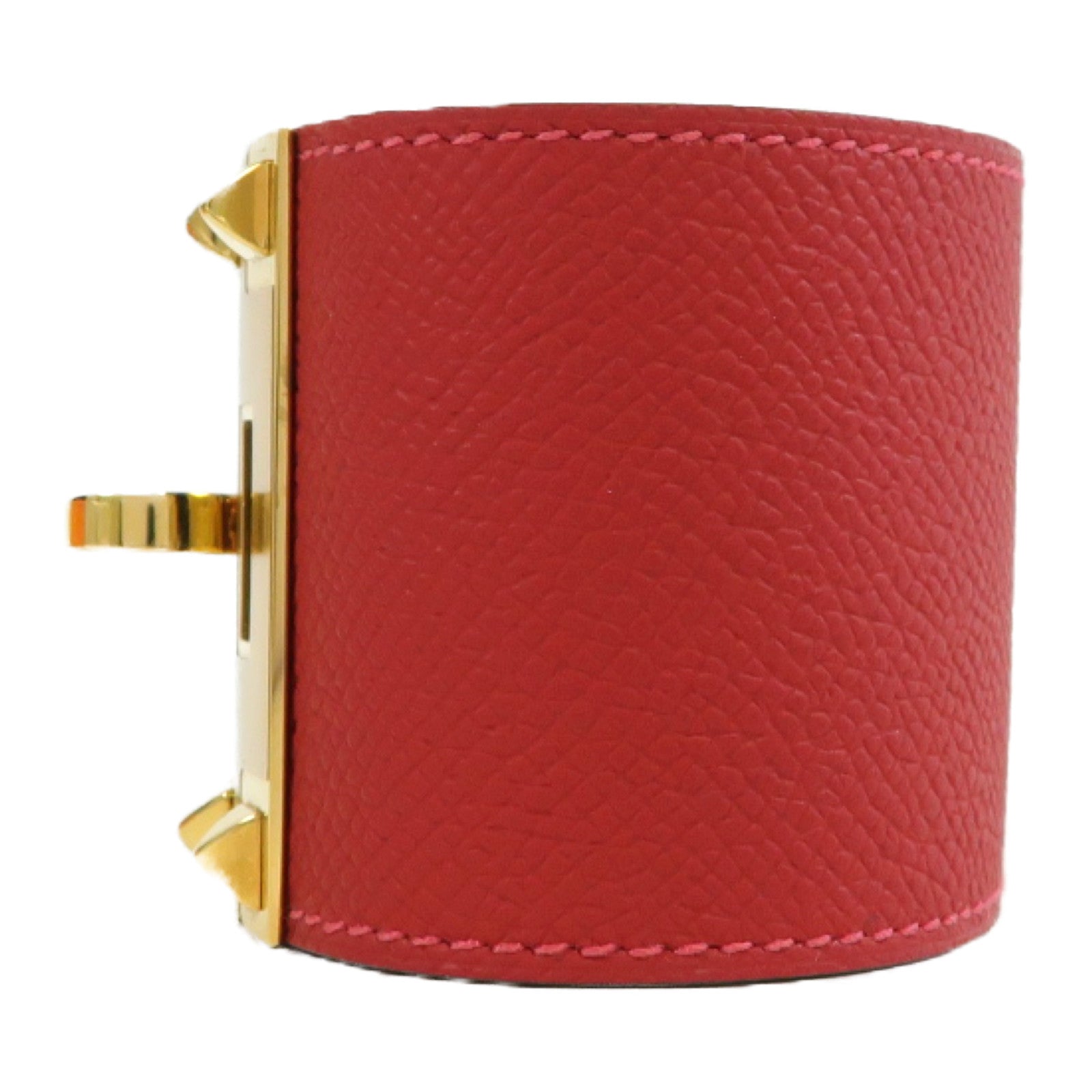 HERMES Epsom皮革Kelly Dog Extremes Bracelet金扣手鐲暗紅色