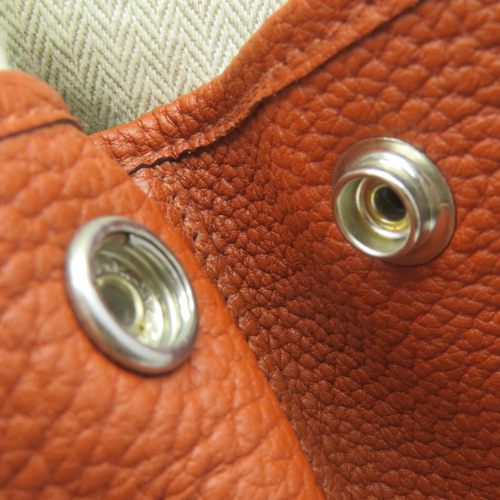 HERMES Negonda Leather GardenParty PM Silver Button Handle Bag Cuivre Brown