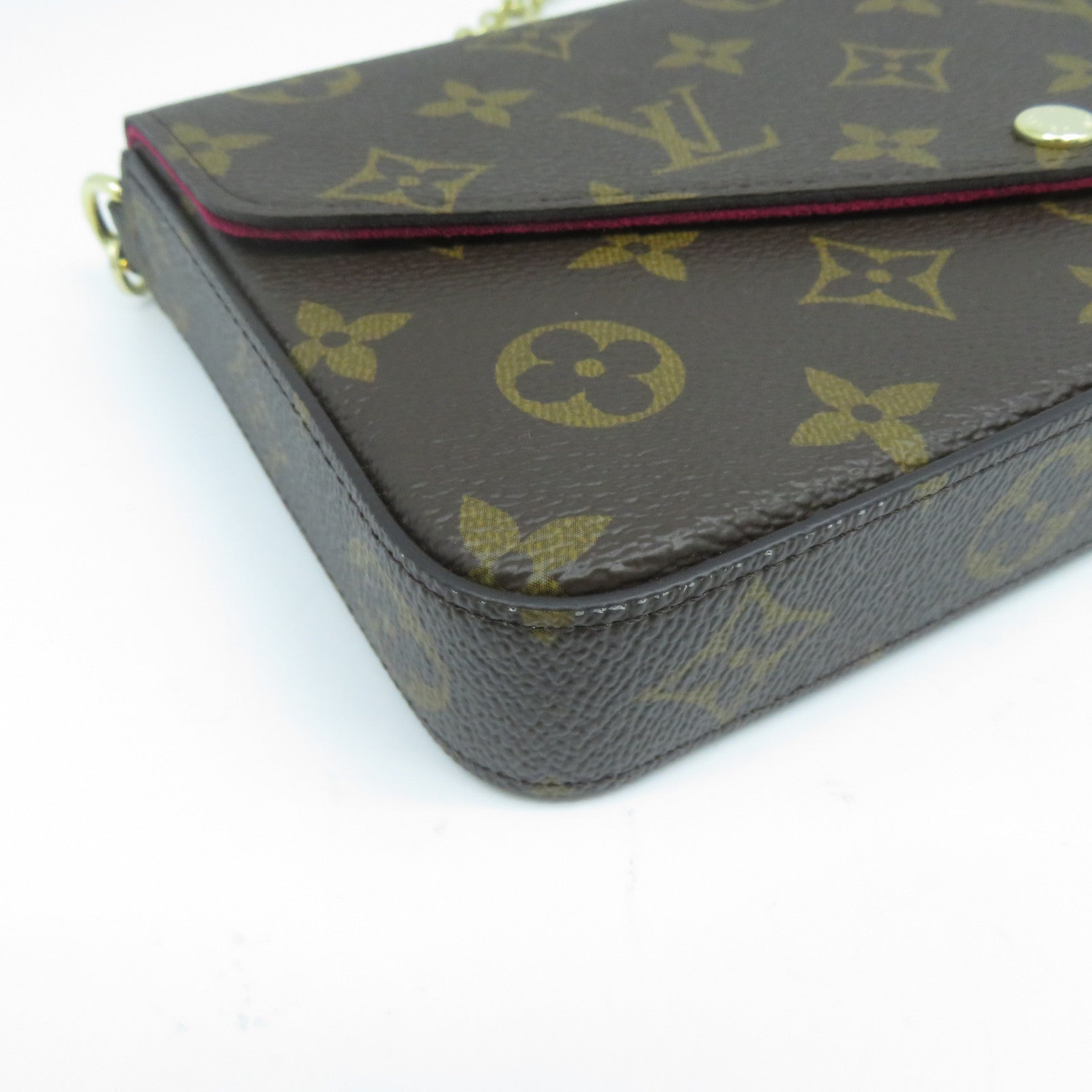LOUIS VUITTON Monogram Felicie Pochette金扣鏈帶肩背袋啡色