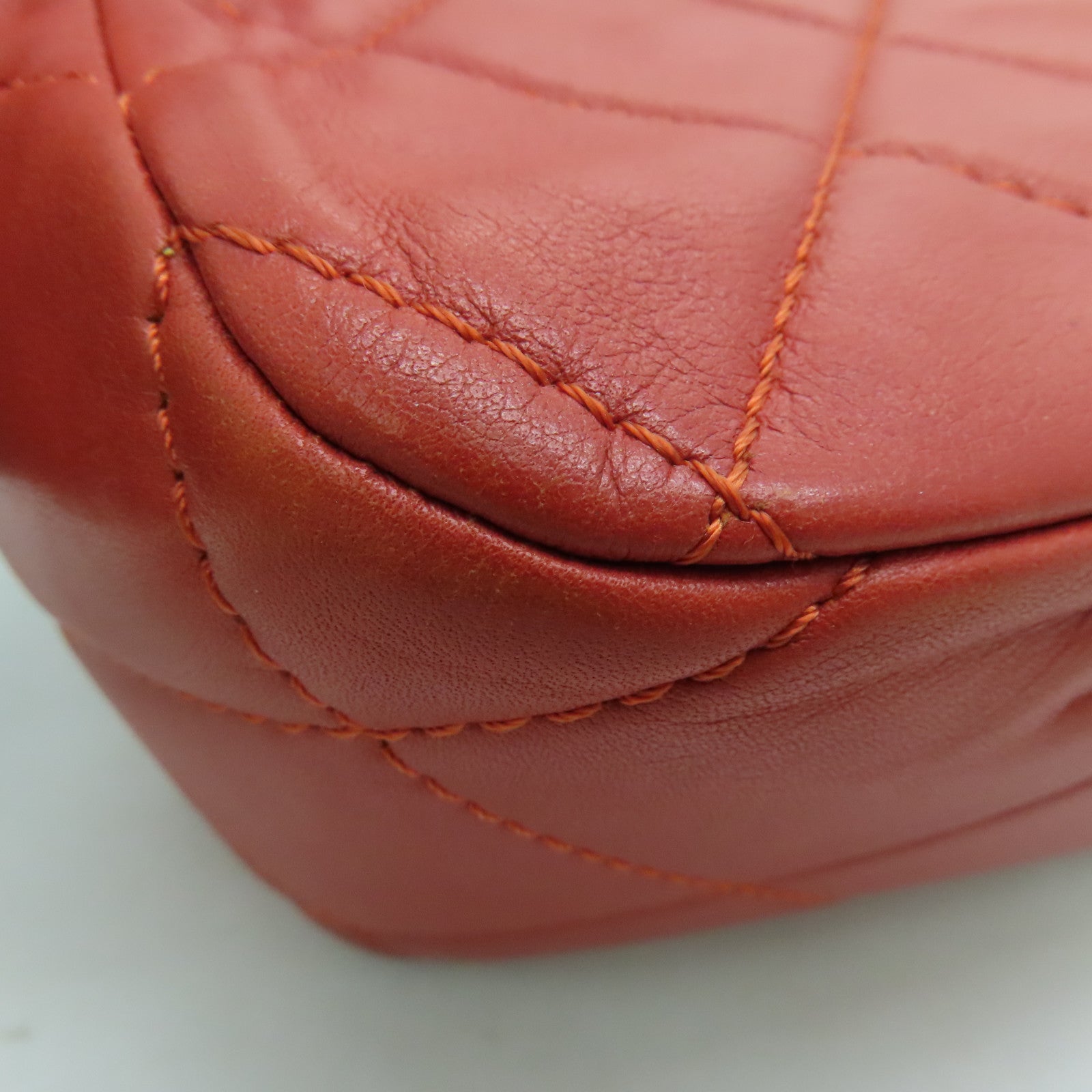 CHANEL 菱格牛皮皮革Chain Shoulder Bag銀扣鏈帶肩背袋紅色