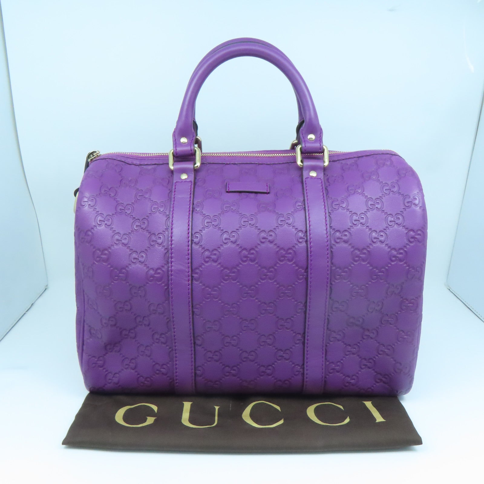 GUCCI 牛皮皮革Boston Bag銀扣波士頓包紫色