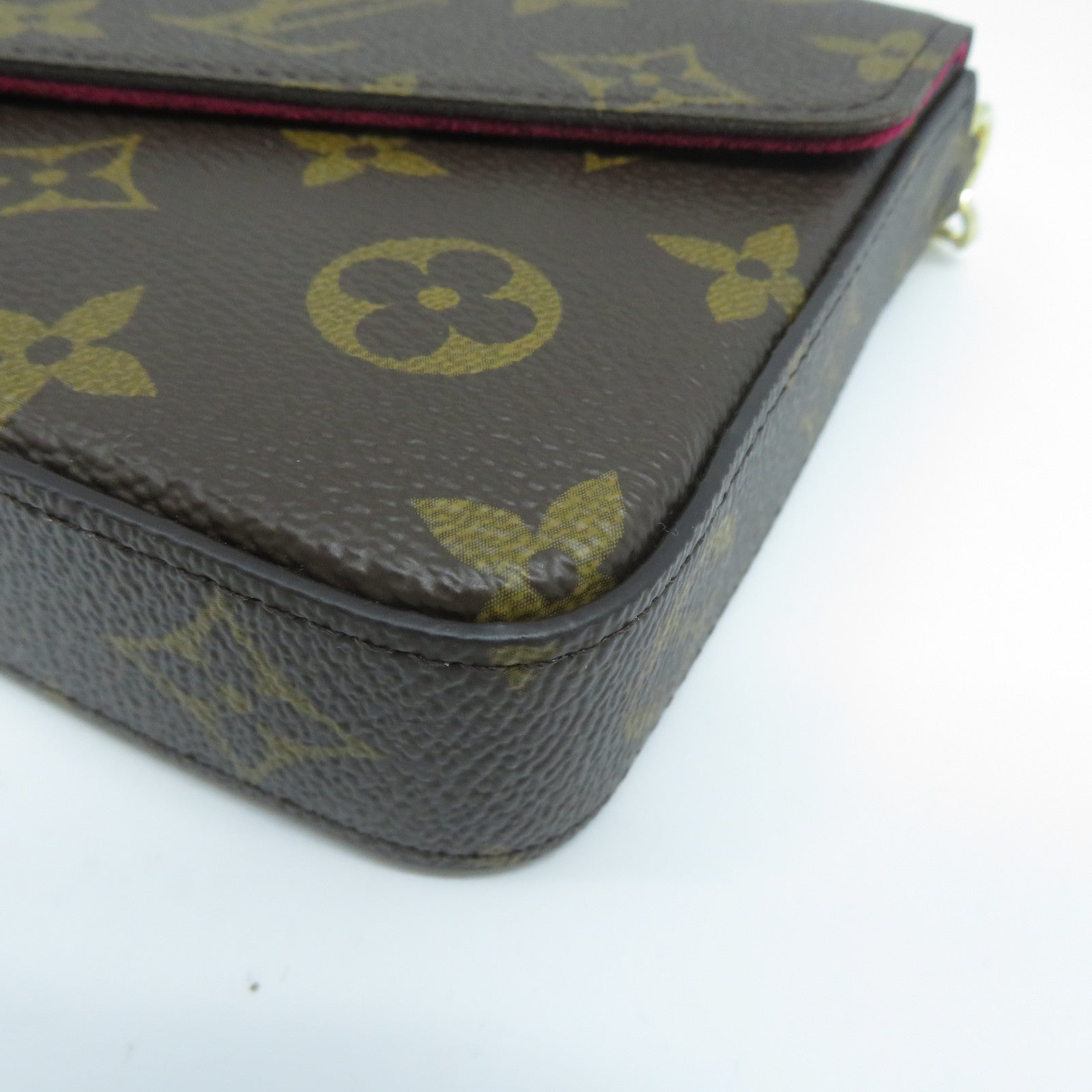 LOUIS VUITTON Monogram Felicie Pochette金扣鏈帶肩背袋啡色