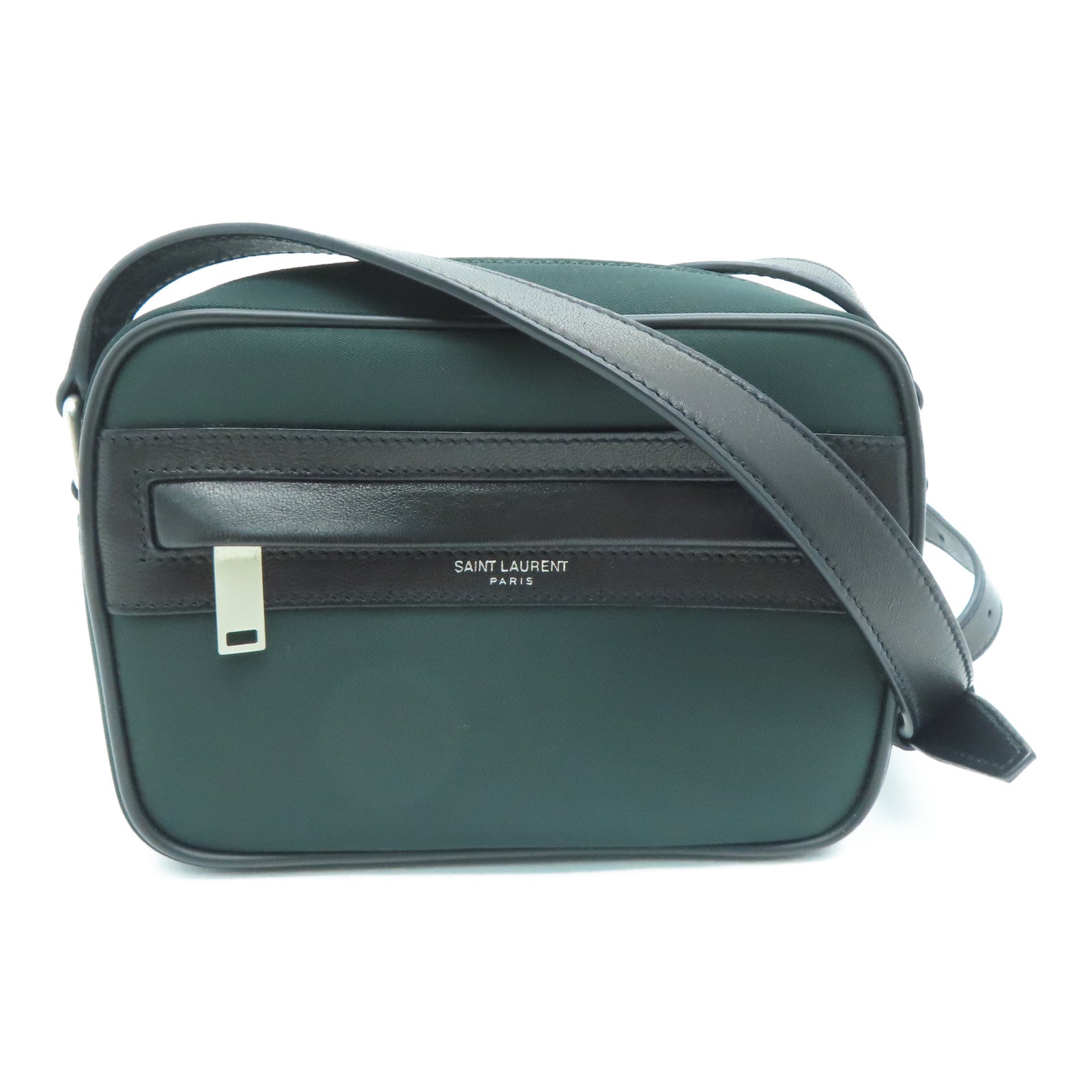 SAINT LAURENT 尼龍Shoulder Bag銀扣肩背袋綠色