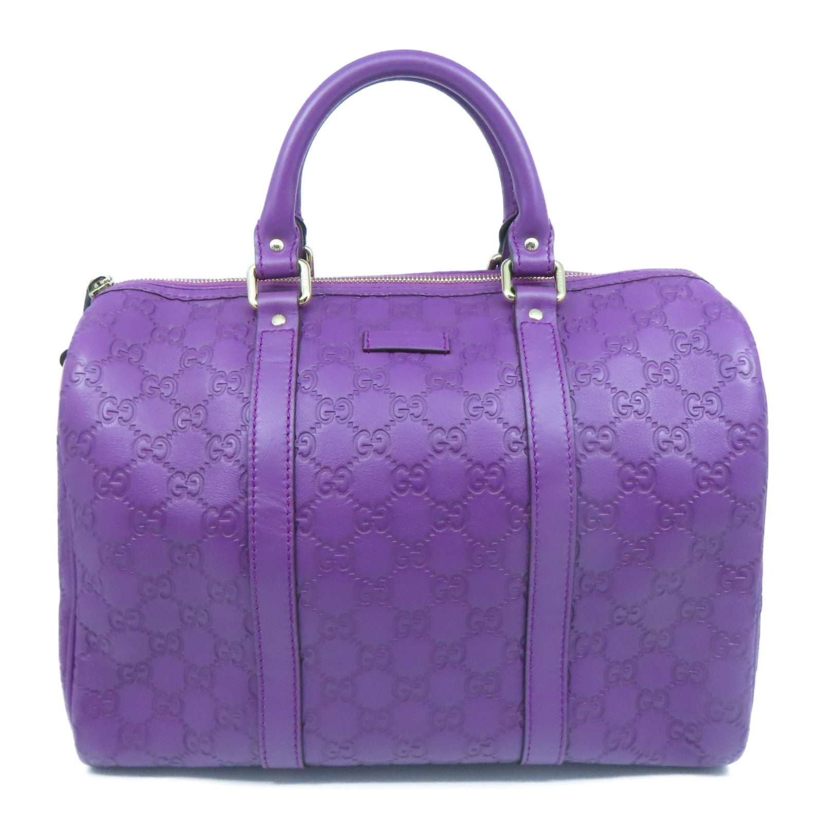 GUCCI 牛皮皮革Boston Bag銀扣波士頓包紫色
