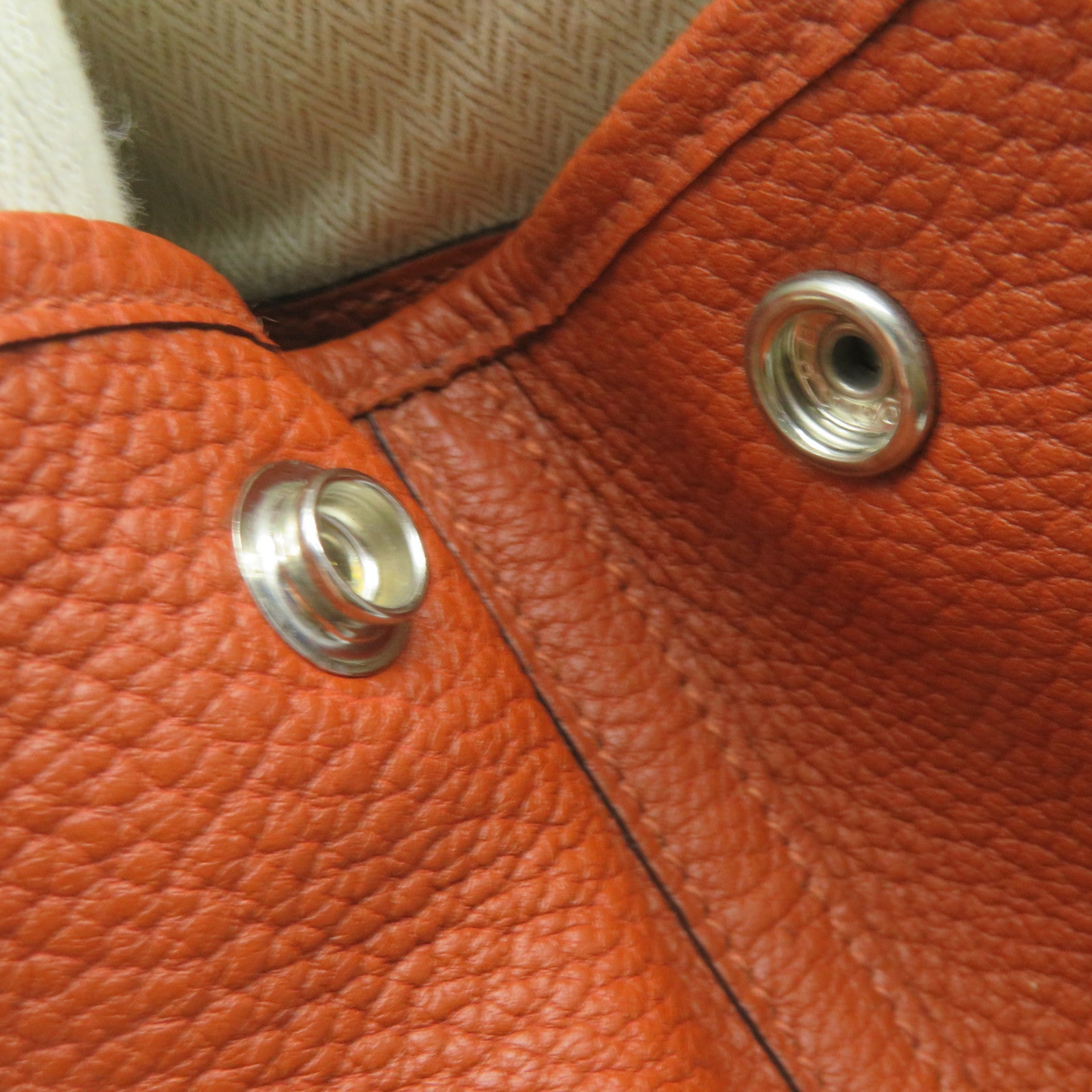 HERMES Negonda Leather GardenParty PM Silver Button Handle Bag Cuivre Brown