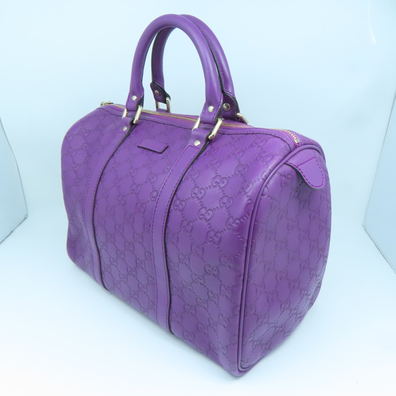 GUCCI 牛皮皮革Boston Bag銀扣波士頓包紫色