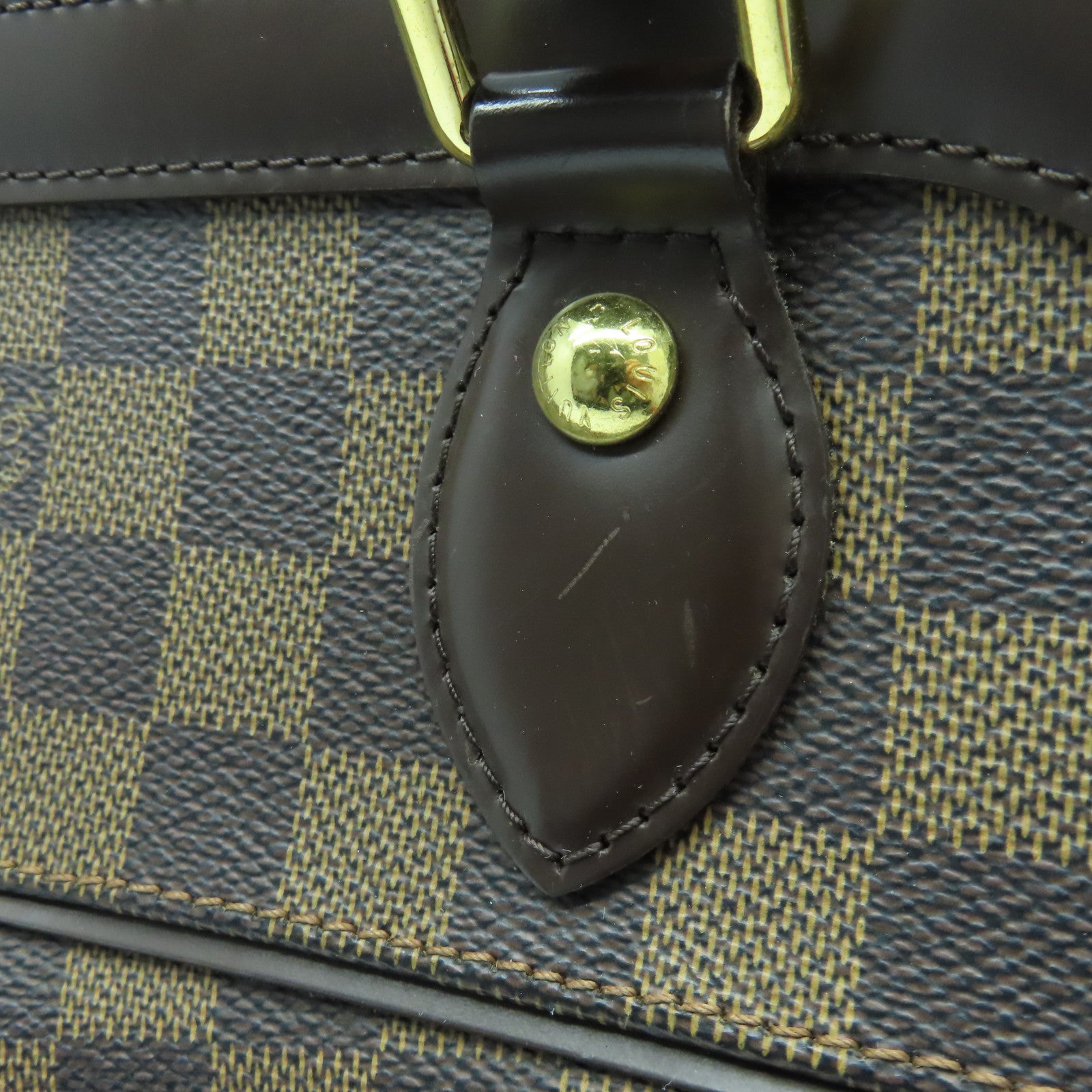 LOUIS VUITTON Damier Trevi PM gold buckle handle shoulder bag brown