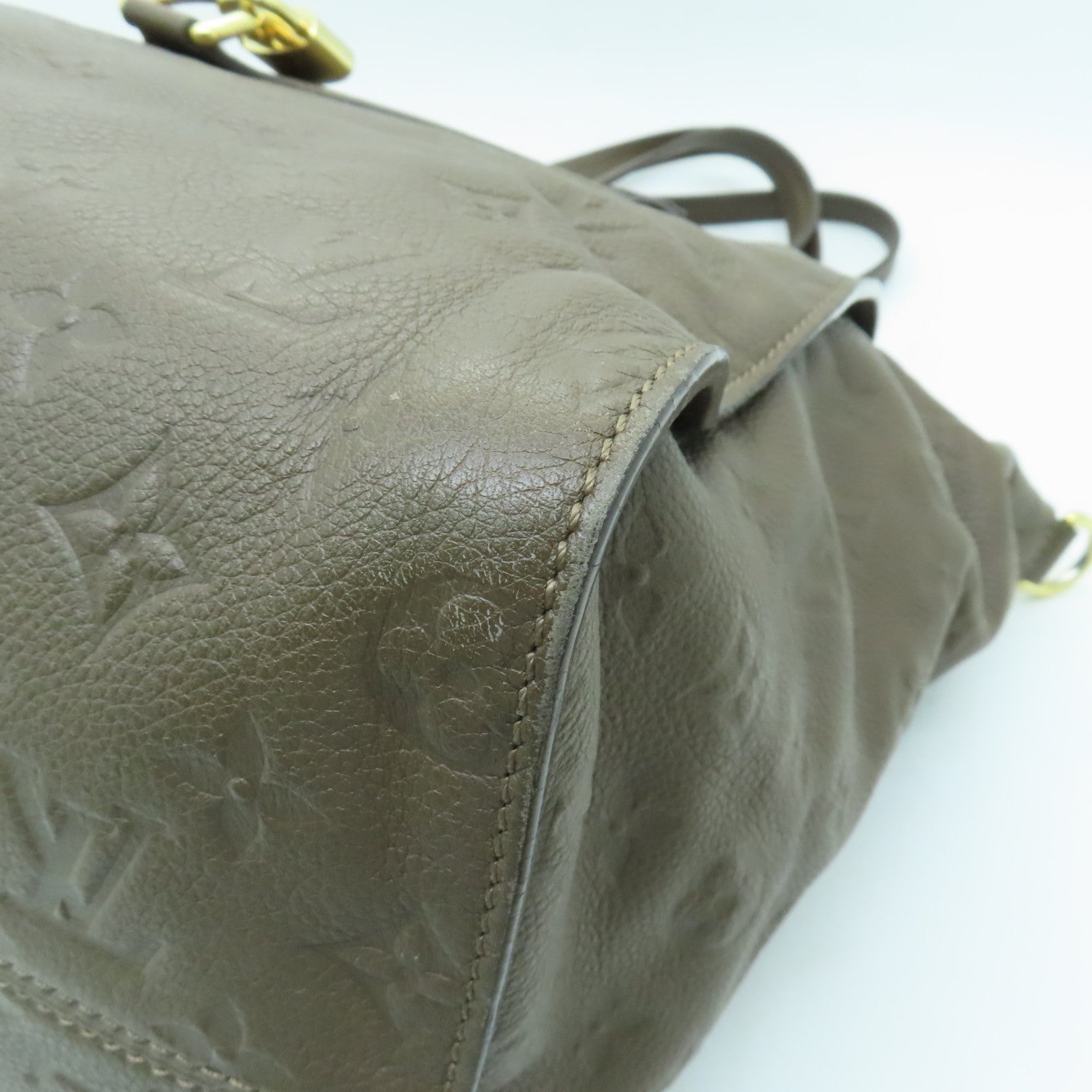 LOUIS VUITTON Monogram Empreinte Lumineuse PM金扣手挽肩背两用袋棕色