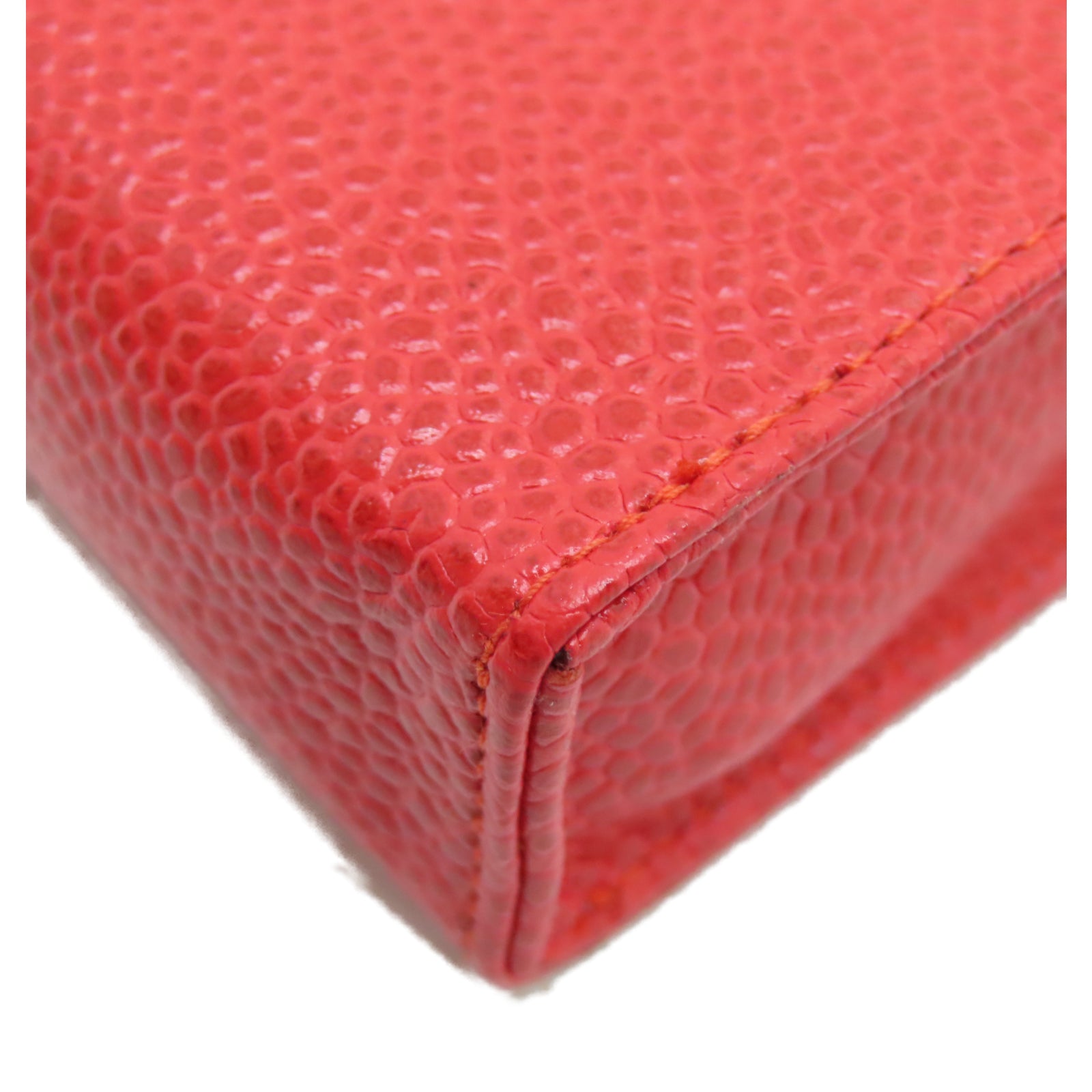 CHANEL 牛皮皮革Phone Case金扣链带电话套红色