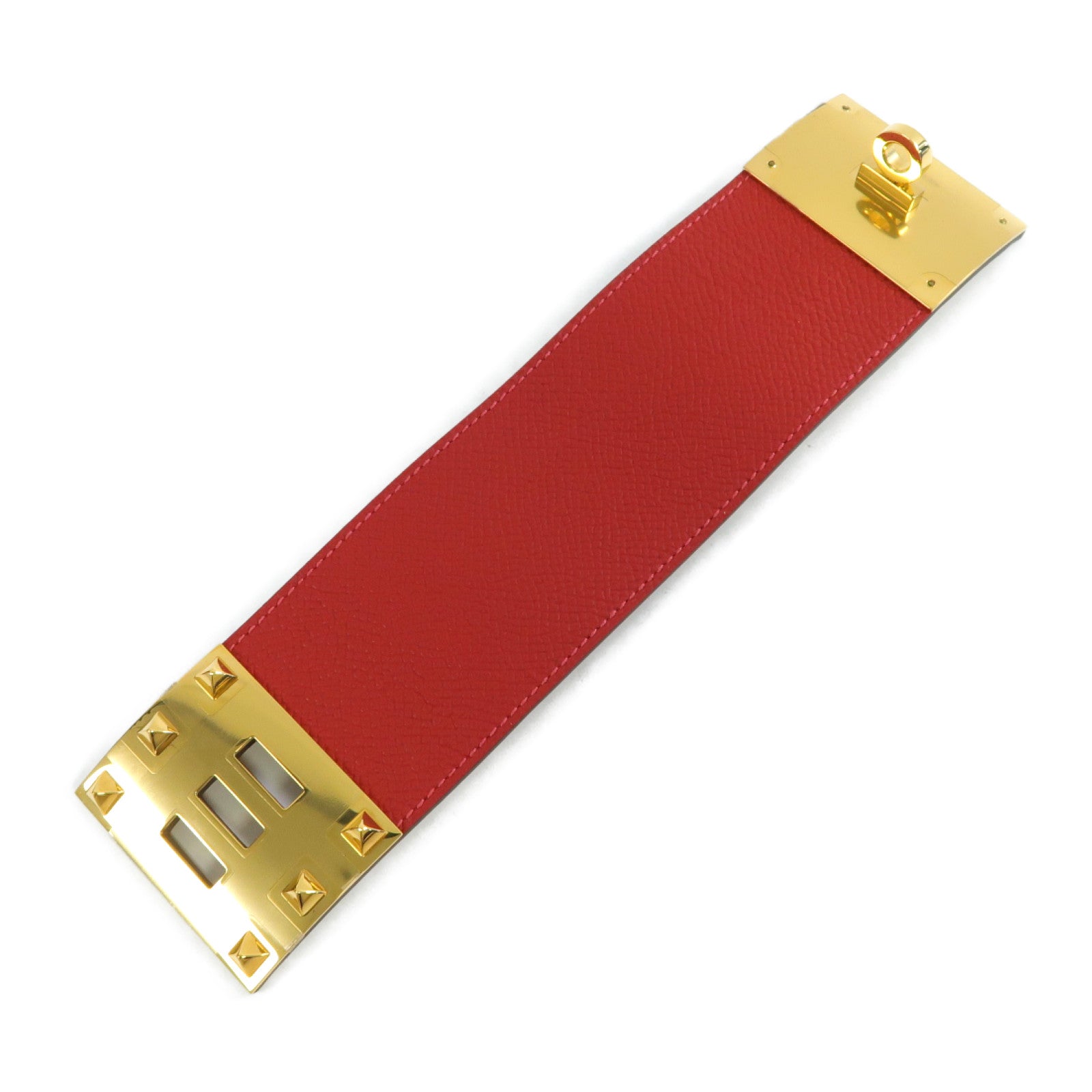 HERMES Epsom皮革Kelly Dog Extremes Bracelet金扣手鐲暗紅色