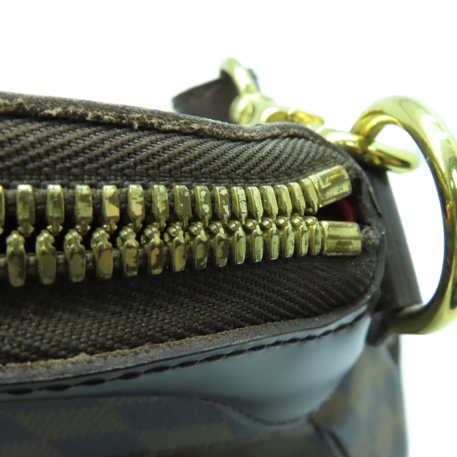 LOUIS VUITTON Damier Trevi PM gold buckle handle shoulder bag brown