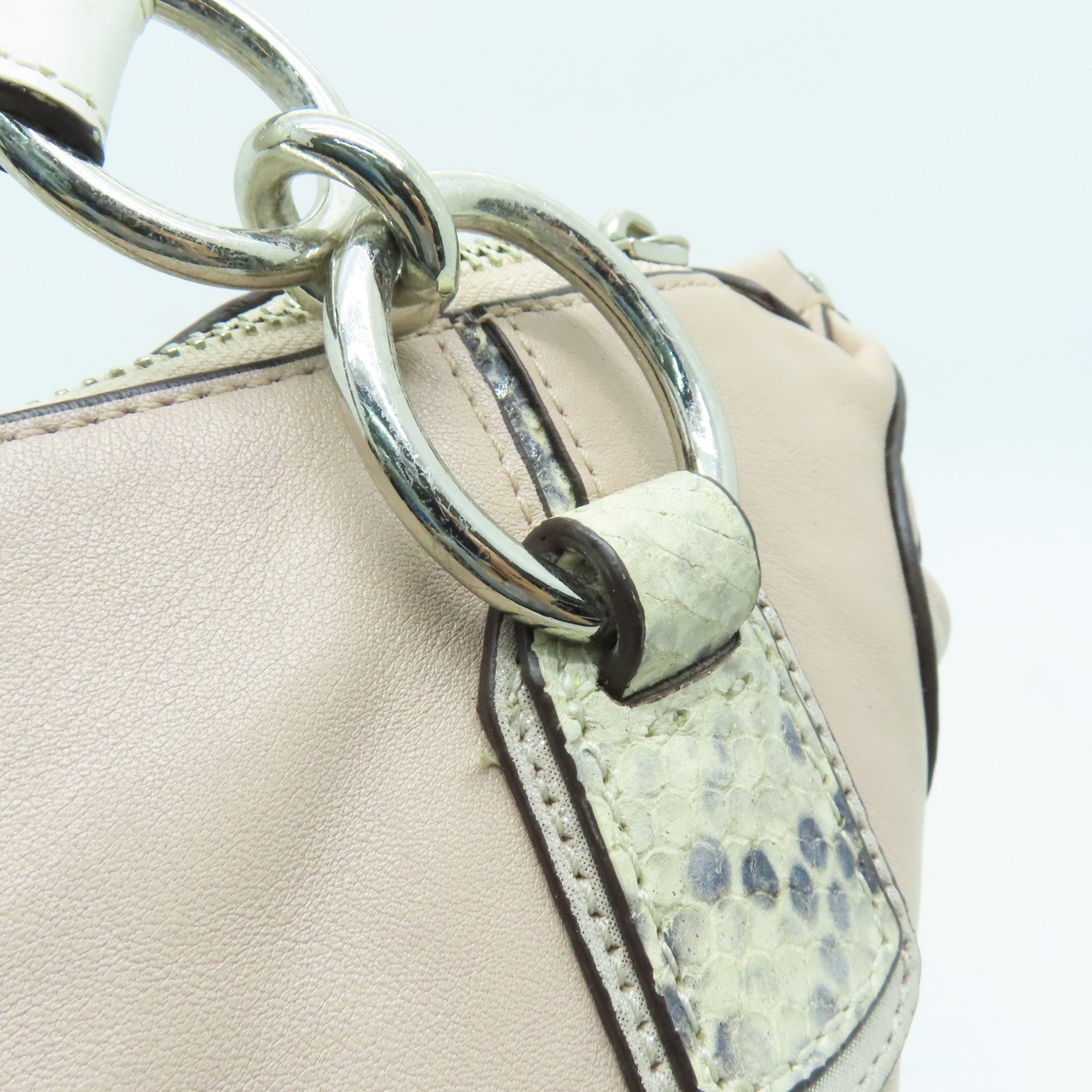 COACH 【激減優惠】牛皮皮革2 Way Shoulder銀扣手挽肩背兩用袋米色