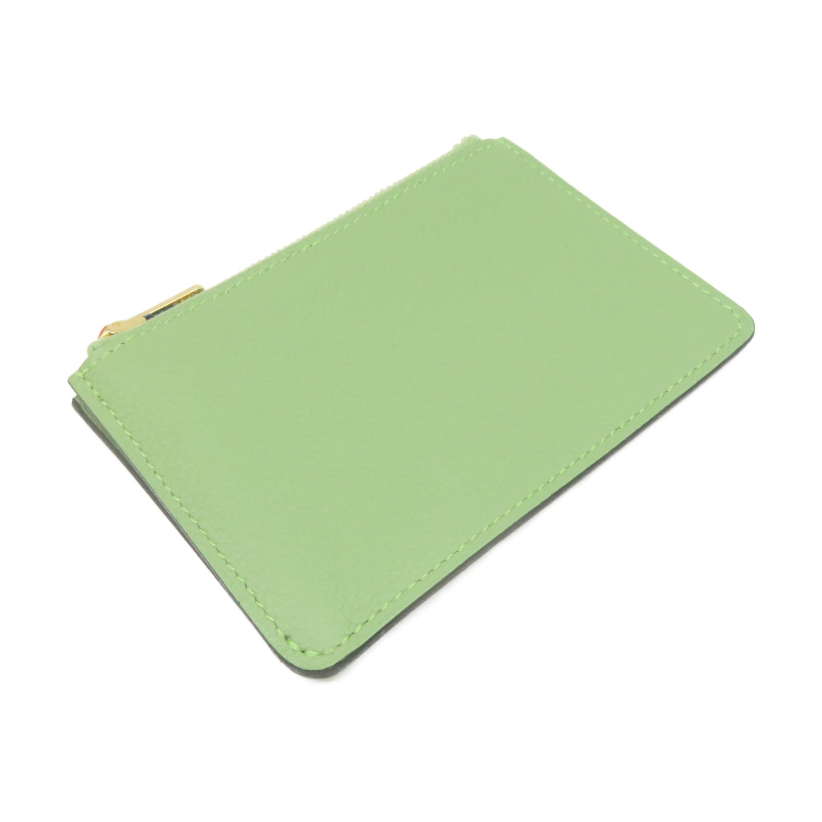 HERMES 【激減優惠】Evercolour皮革Roulis Slim Wallet金扣短錢包Vert Criquet淺綠色