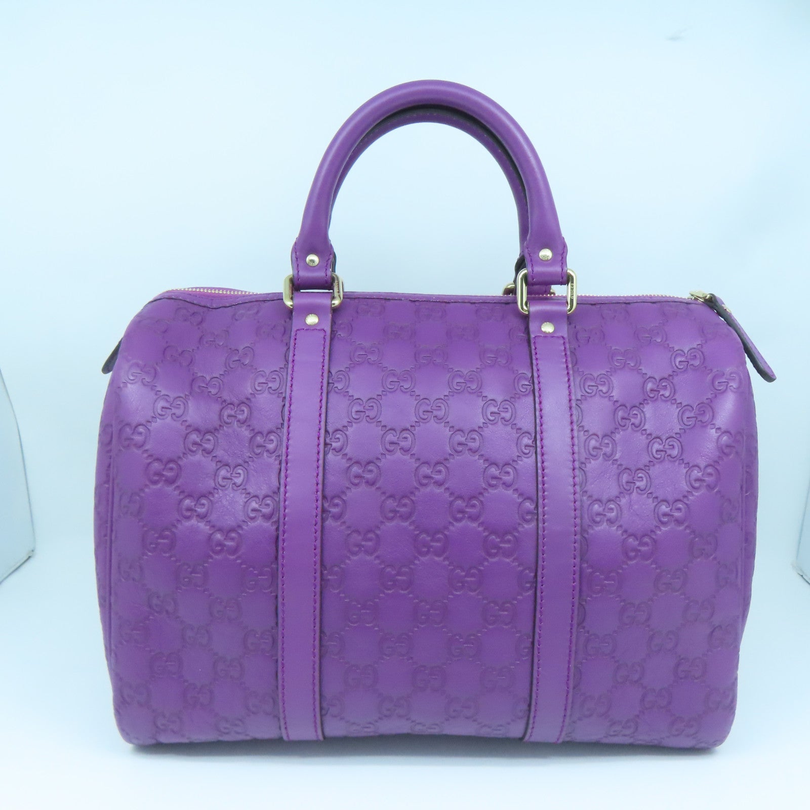 GUCCI 牛皮皮革Boston Bag銀扣波士頓包紫色