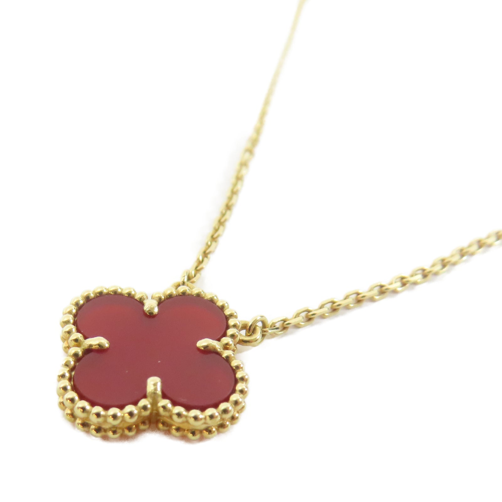 Van Cleef & Arpels 18K玫瑰金/紅玉髓Alhambra Necklace項鍊玫瑰金色/紅色