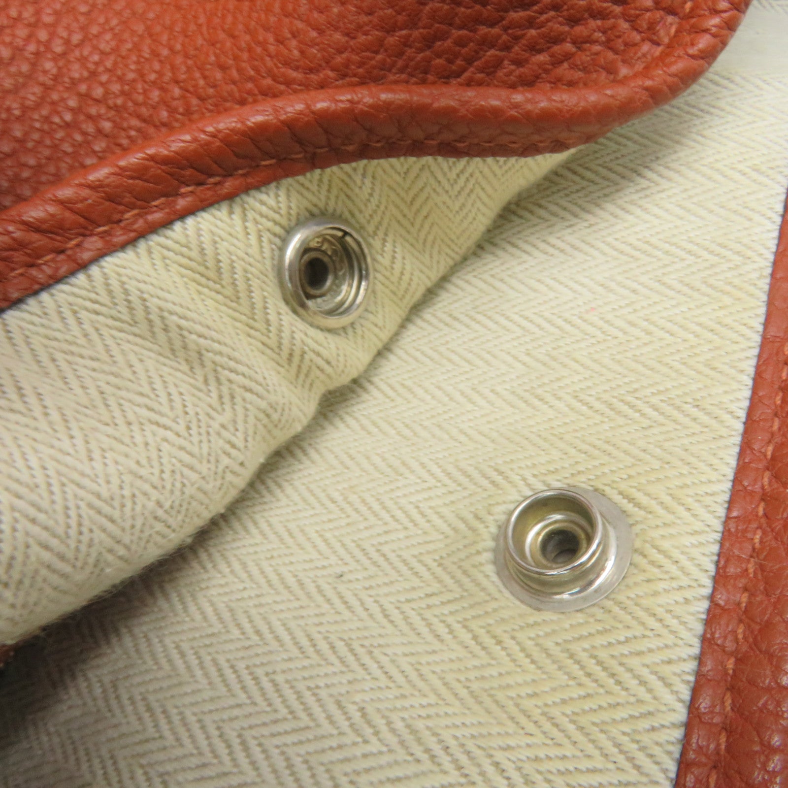 HERMES Negonda Leather GardenParty PM Silver Button Handle Bag Cuivre Brown