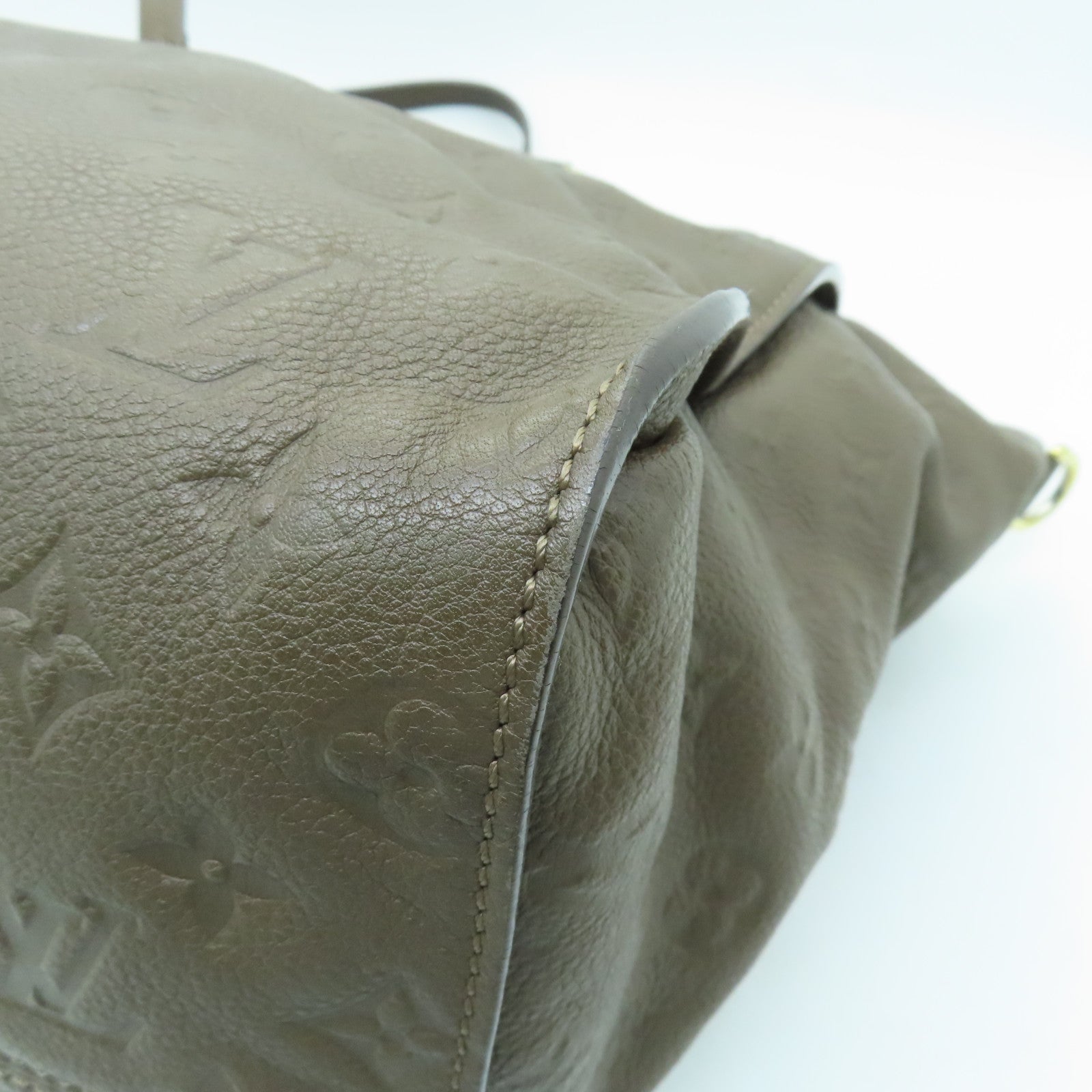 LOUIS VUITTON Monogram Empreinte Lumineuse PM金扣手挽肩背两用袋棕色