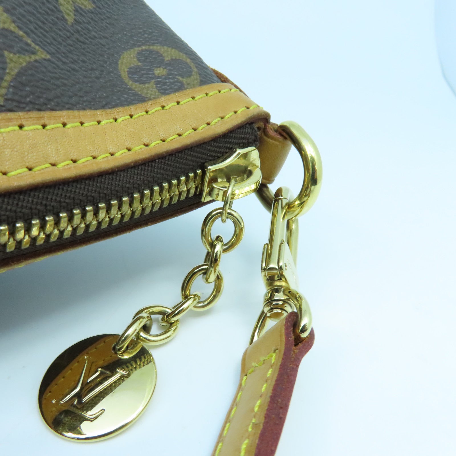 LOUIS VUITTON Monogram Papillon PM gold buckle handle shoulder bag brown
