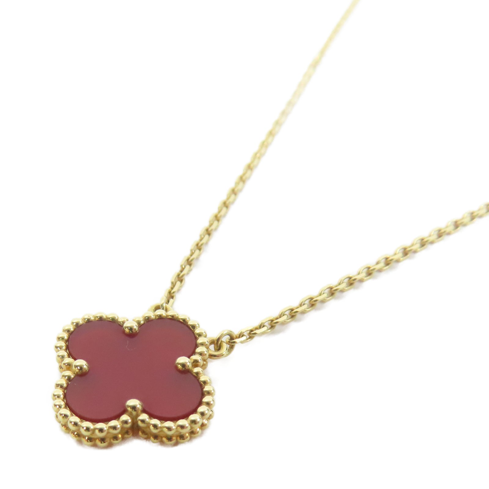 Van Cleef & Arpels 18K玫瑰金/紅玉髓Alhambra Necklace項鍊玫瑰金色/紅色