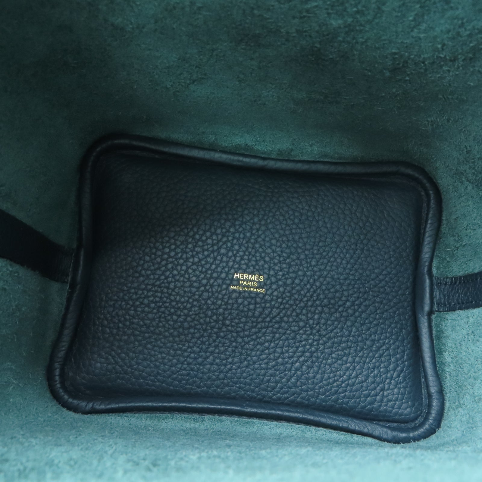 HERMES Taurillon Clemence皮革Picotin PM金扣手挽袋松柏色