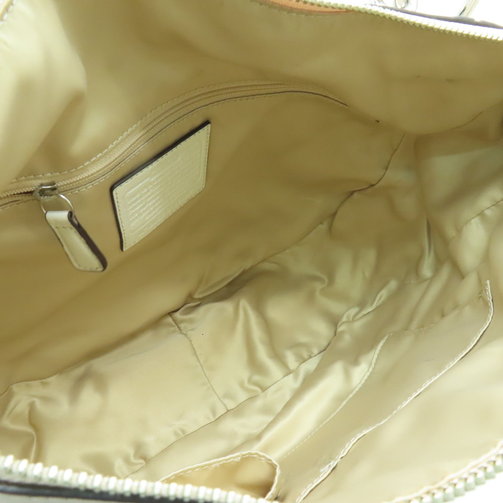 COACH 【激減優惠】牛皮皮革2 Way Shoulder銀扣手挽肩背兩用袋米色