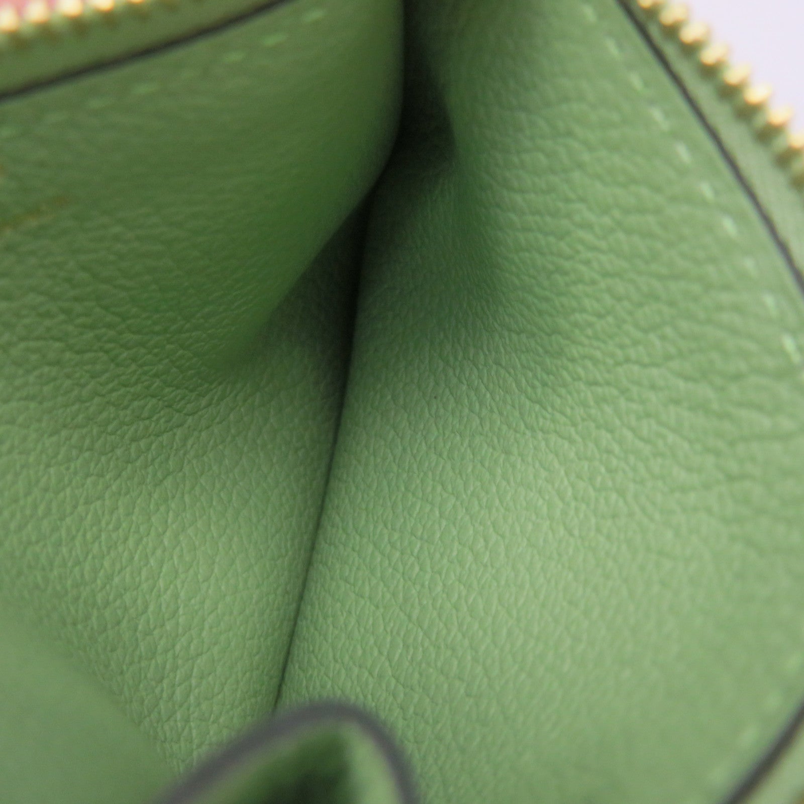 HERMES 【激減優惠】Evercolour皮革Roulis Slim Wallet金扣短錢包Vert Criquet淺綠色