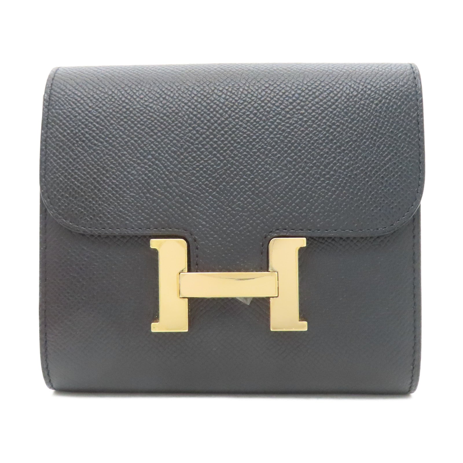 HERMES Epsom Constance Compact Wallet金扣錢包黑色