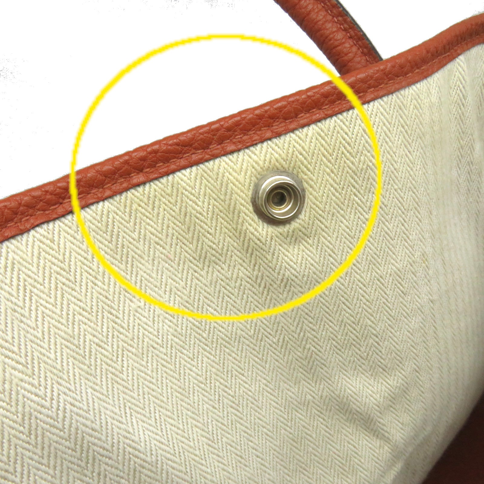 HERMES Negonda Leather GardenParty PM Silver Button Handle Bag Cuivre Brown