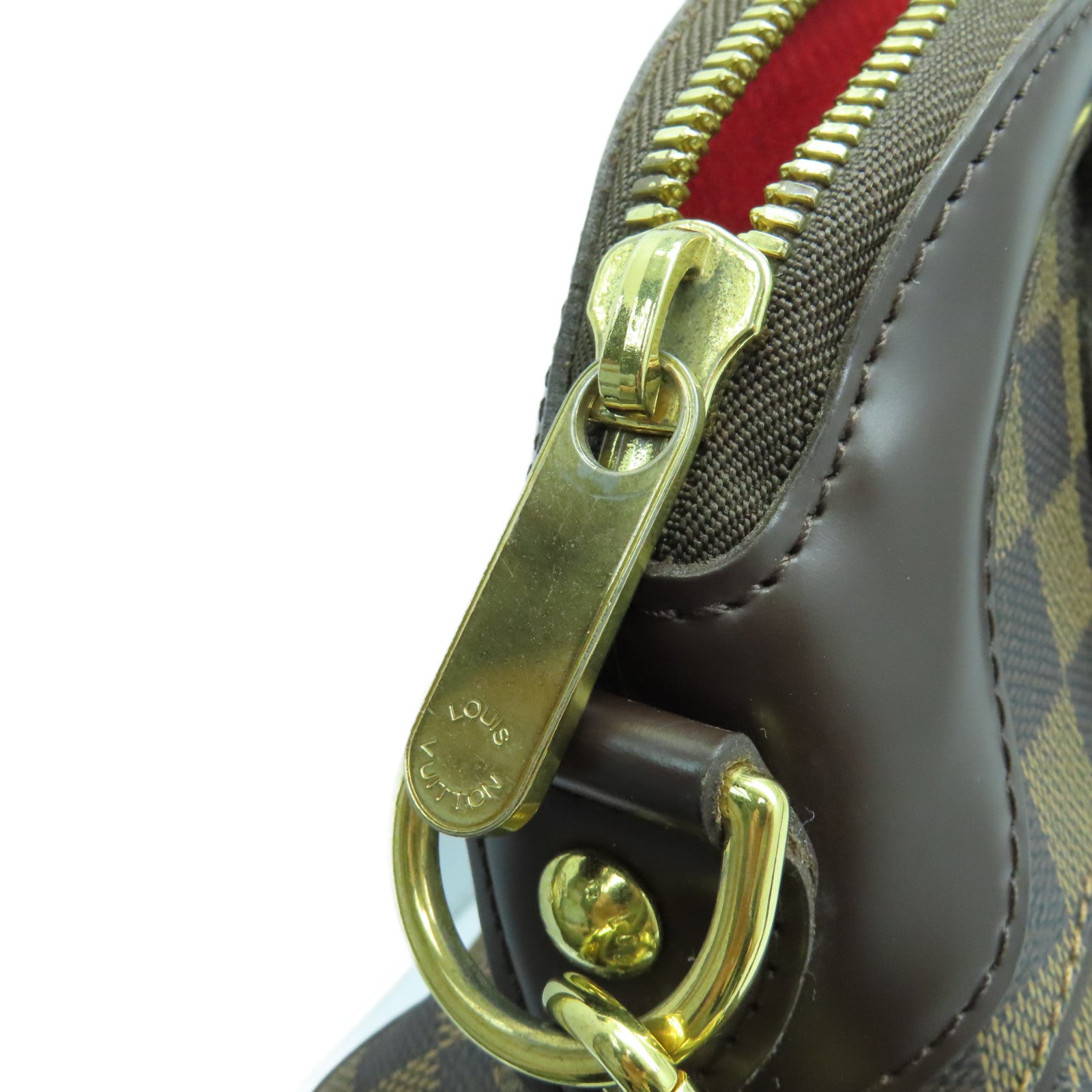LOUIS VUITTON Damier Trevi PM gold buckle handle shoulder bag brown