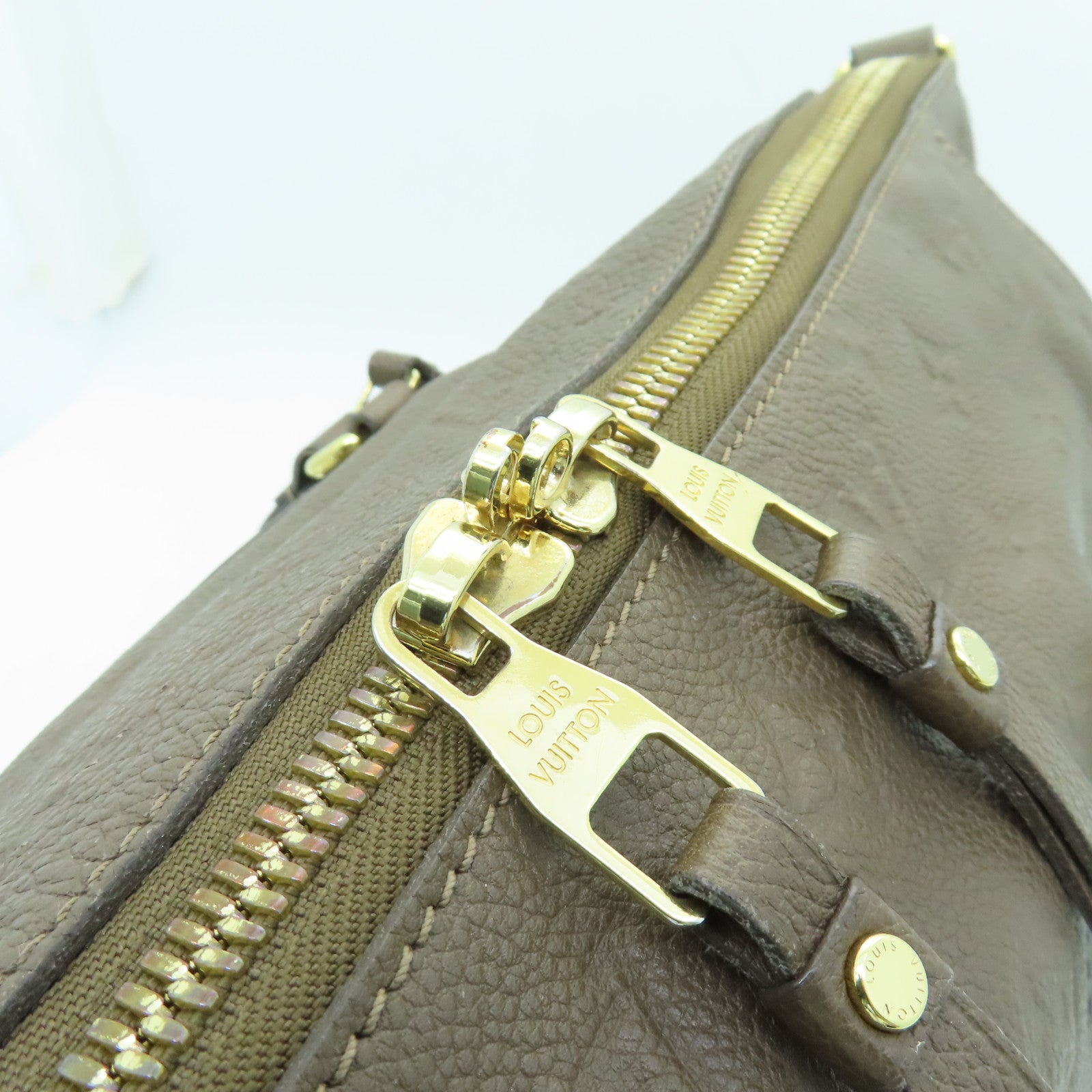 LOUIS VUITTON Monogram Empreinte Lumineuse PM金扣手挽肩背两用袋棕色