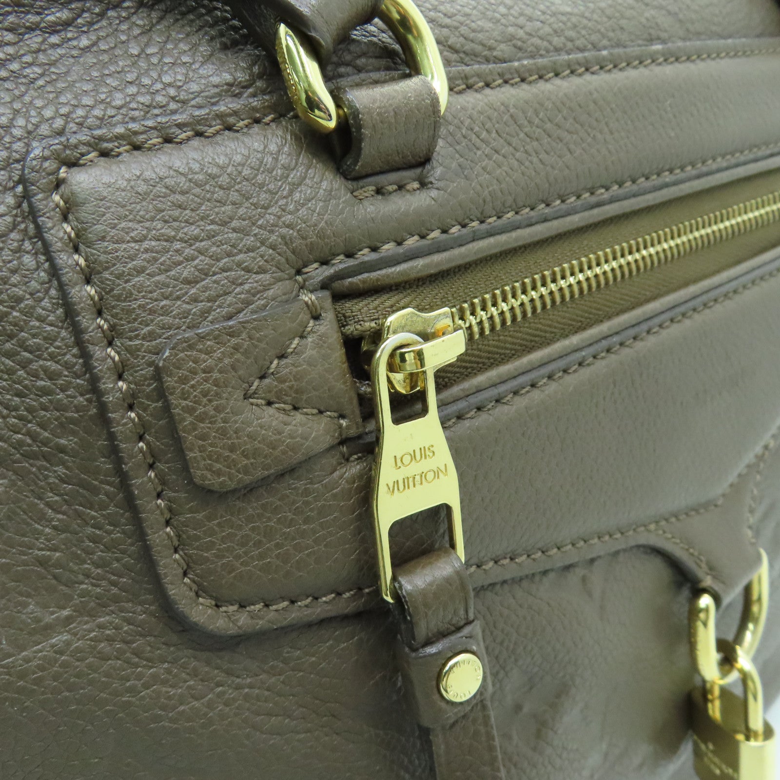 LOUIS VUITTON Monogram Empreinte Lumineuse PM金扣手挽肩背两用袋棕色