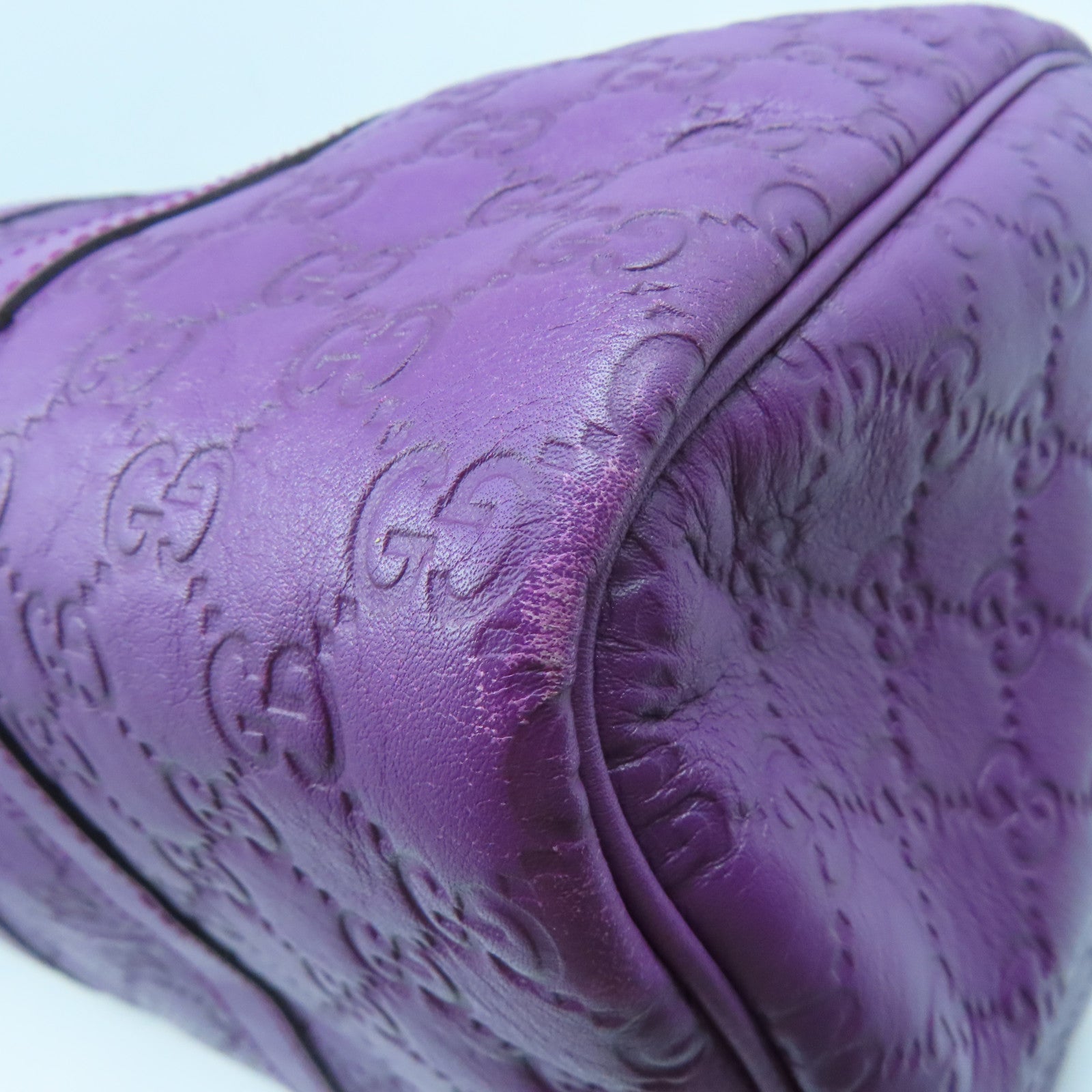 GUCCI 牛皮皮革Boston Bag銀扣波士頓包紫色