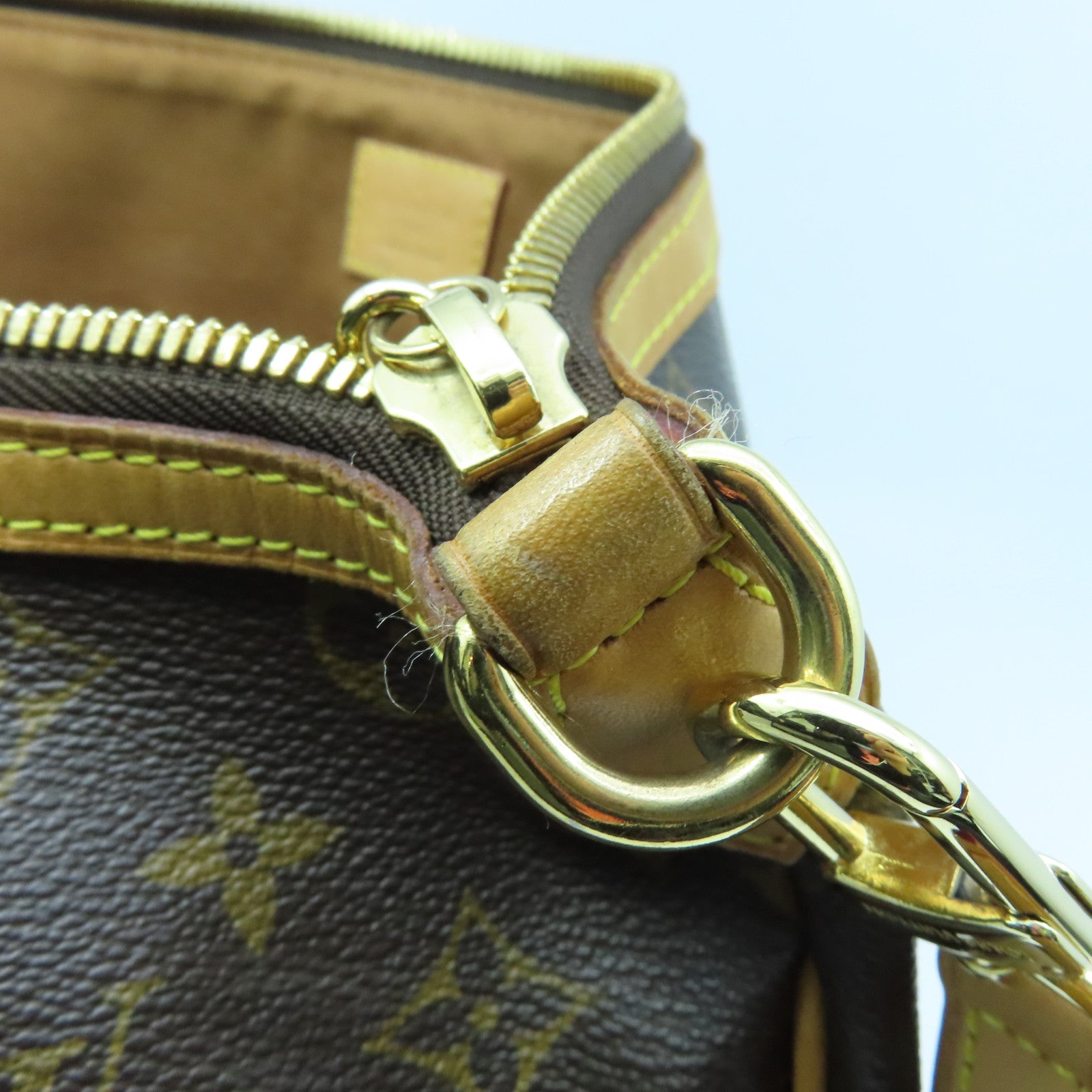 LOUIS VUITTON Monogram Papillon PM gold buckle handle shoulder bag brown